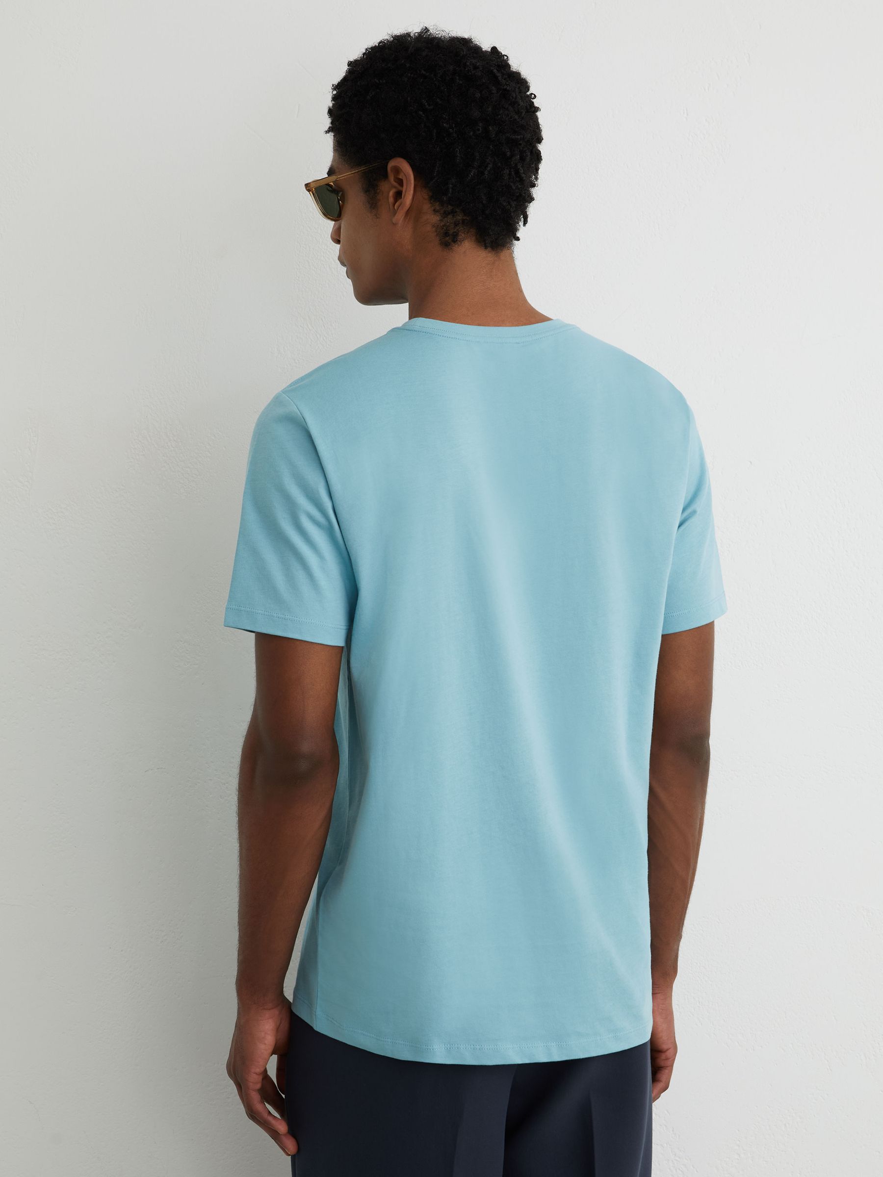 Cotton Crew-Neck Tailored-Fit T-Shirt in Sea Blue - Image 5 of 6