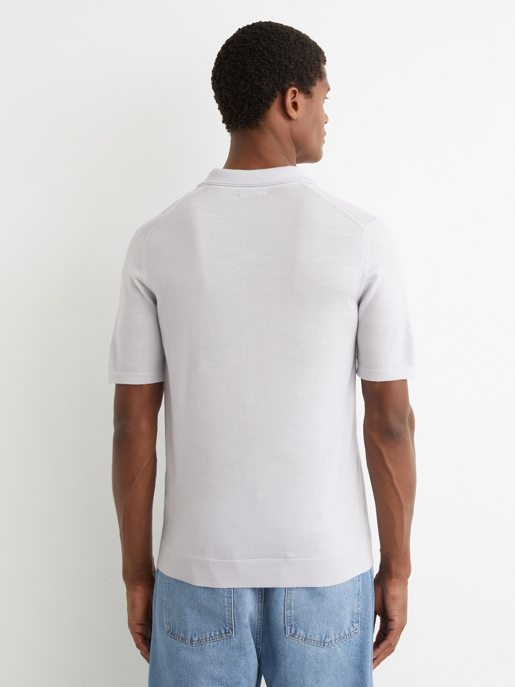 Wool Open-Collar Polo Shirt in Frost Blue - image 4