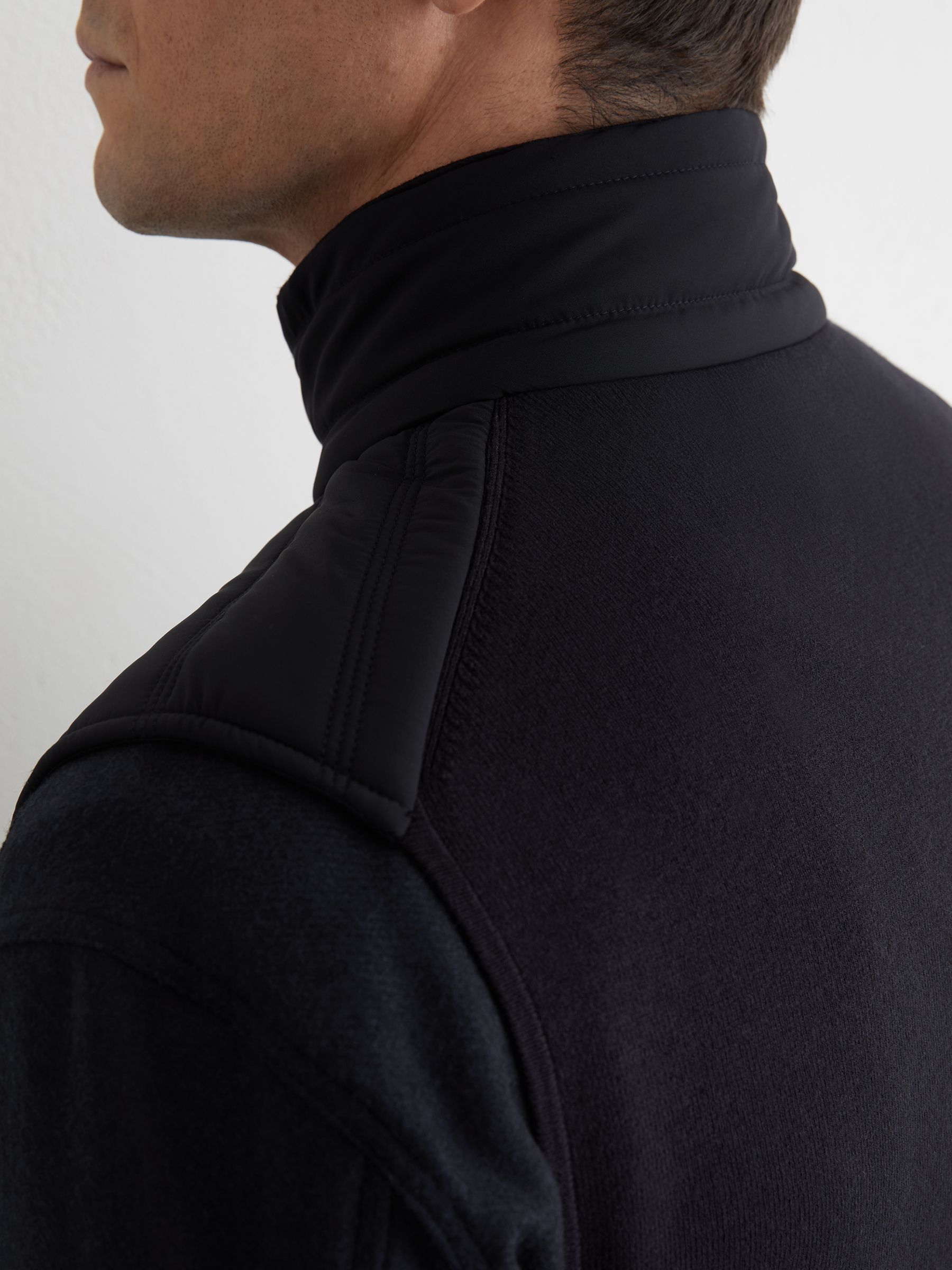 Funnel-Neck Quilted Knit Gilet in Navy - image 5