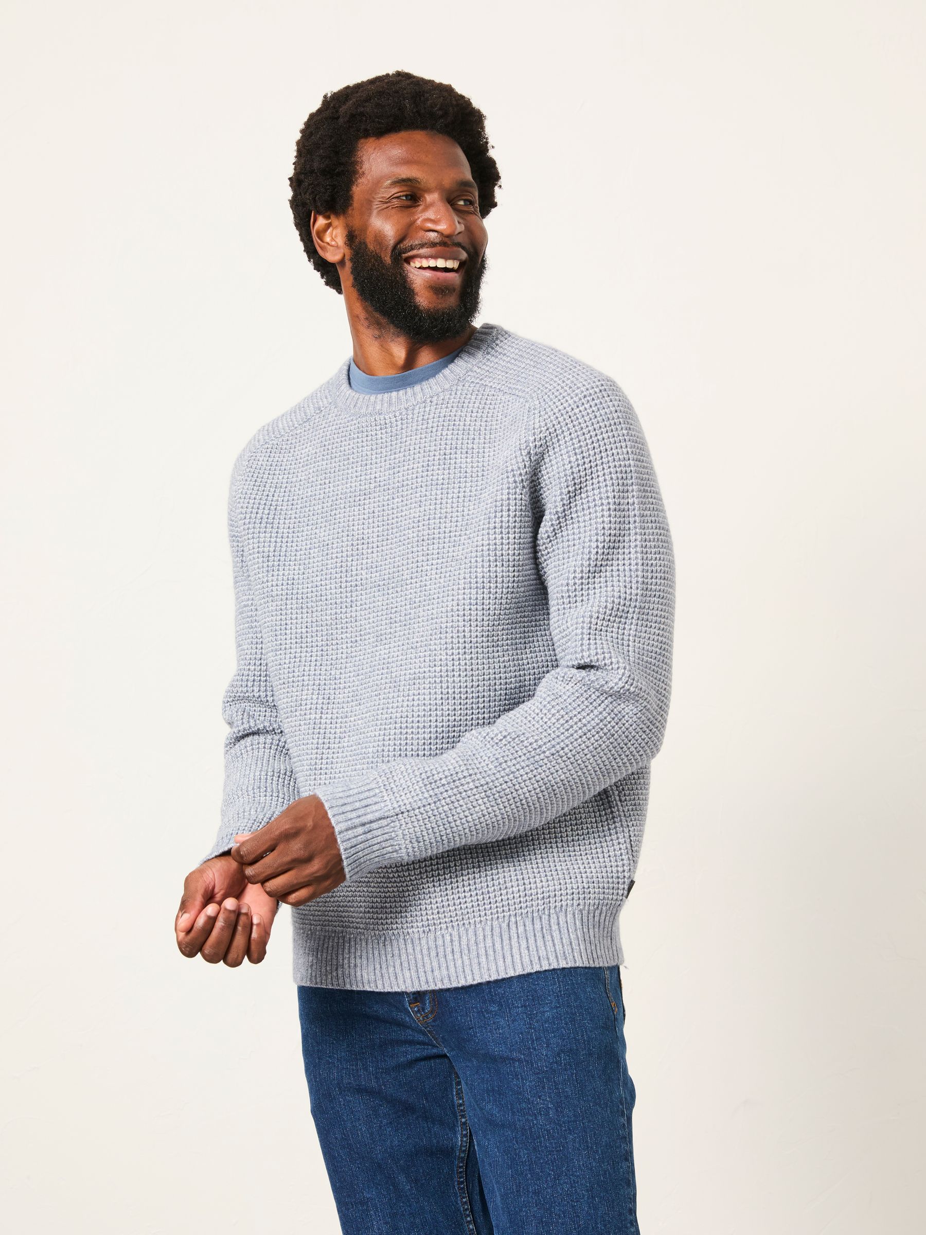 Bourton Light Blue Knitted Crew Neck Jumper - Image 4 of 6