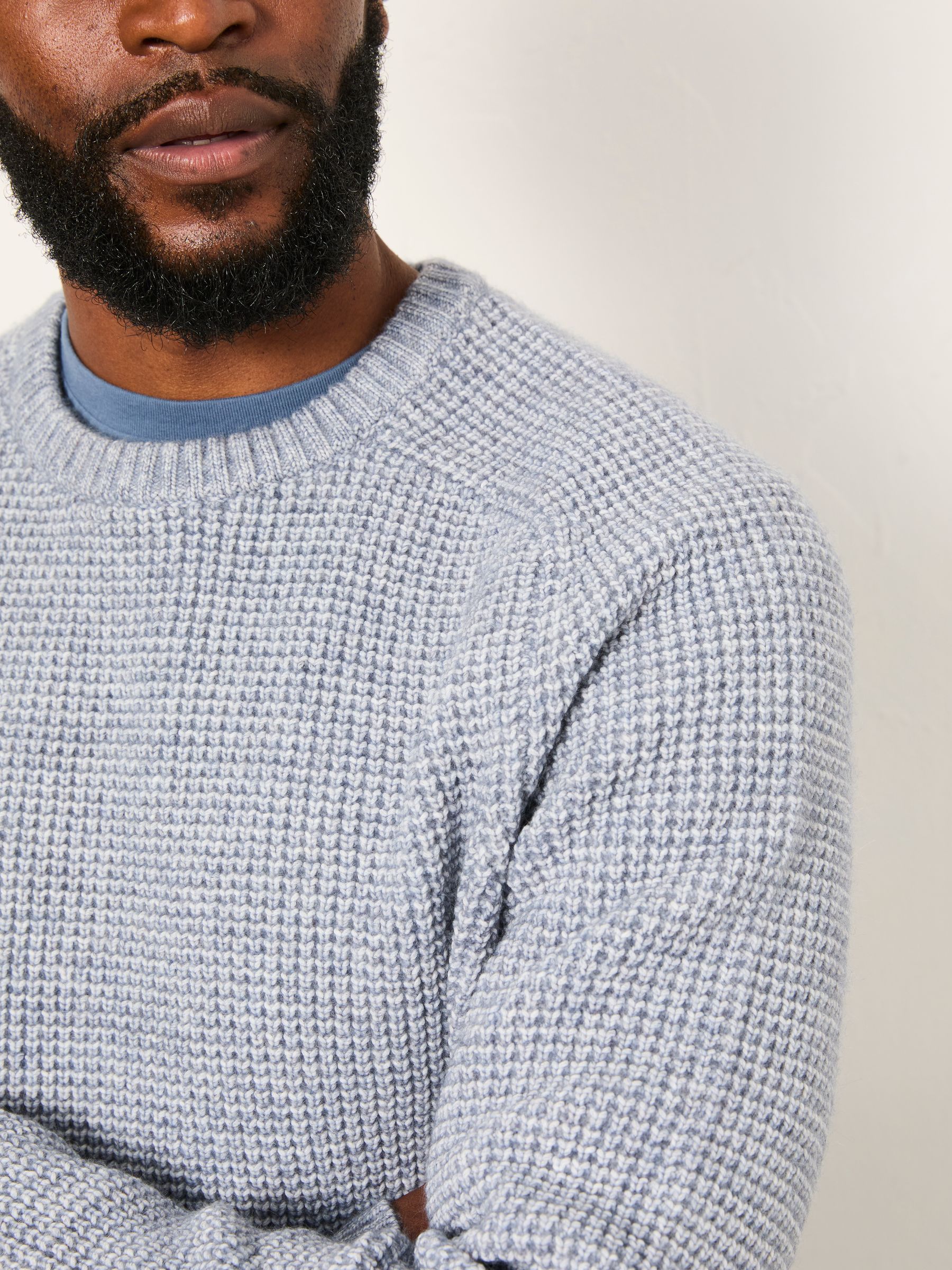 Bourton Light Blue Knitted Crew Neck Jumper - Image 5 of 6