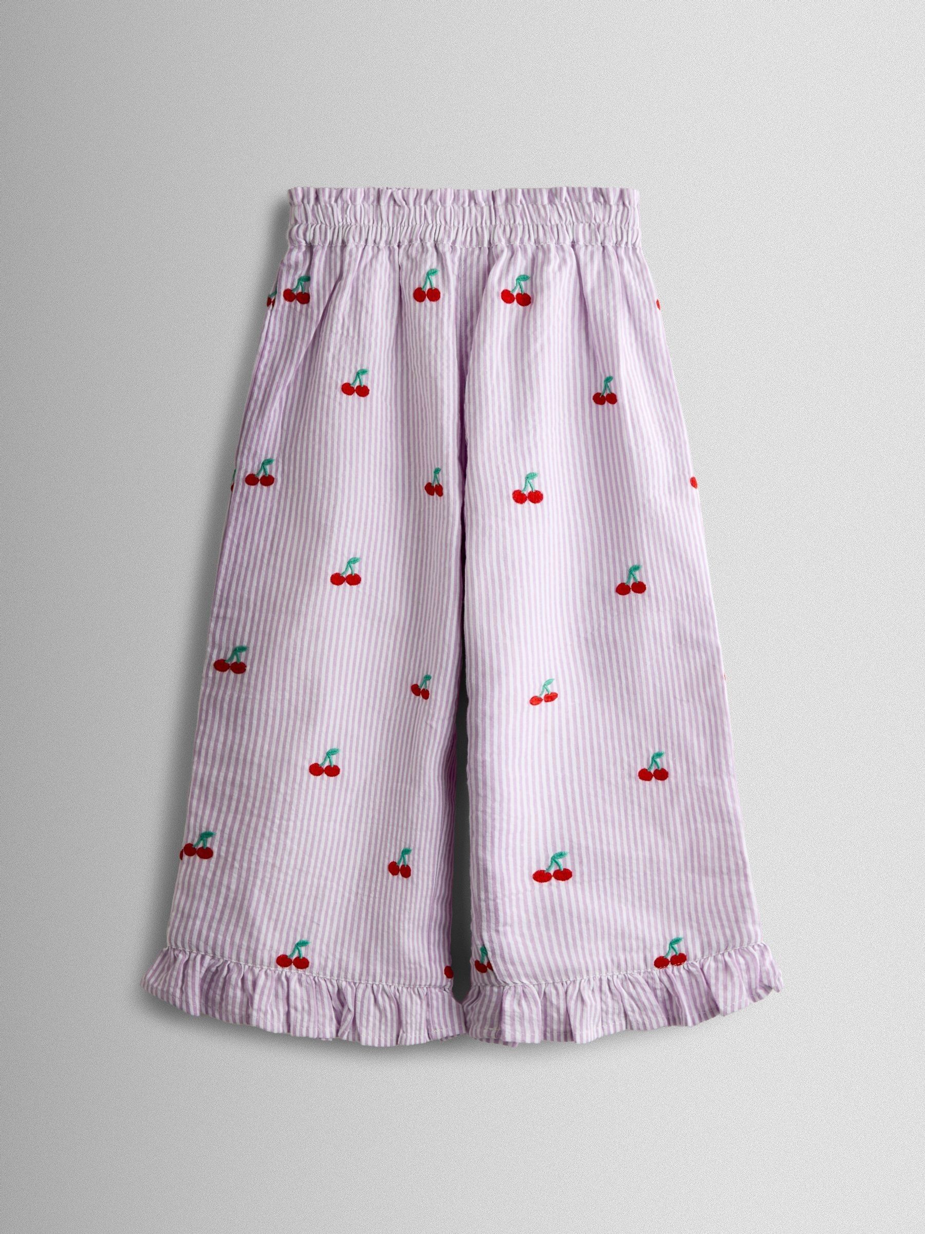 Lilac Purple Cherry Embroidered Sleeveless Blouse and Trouser Set - Image 4 of 7