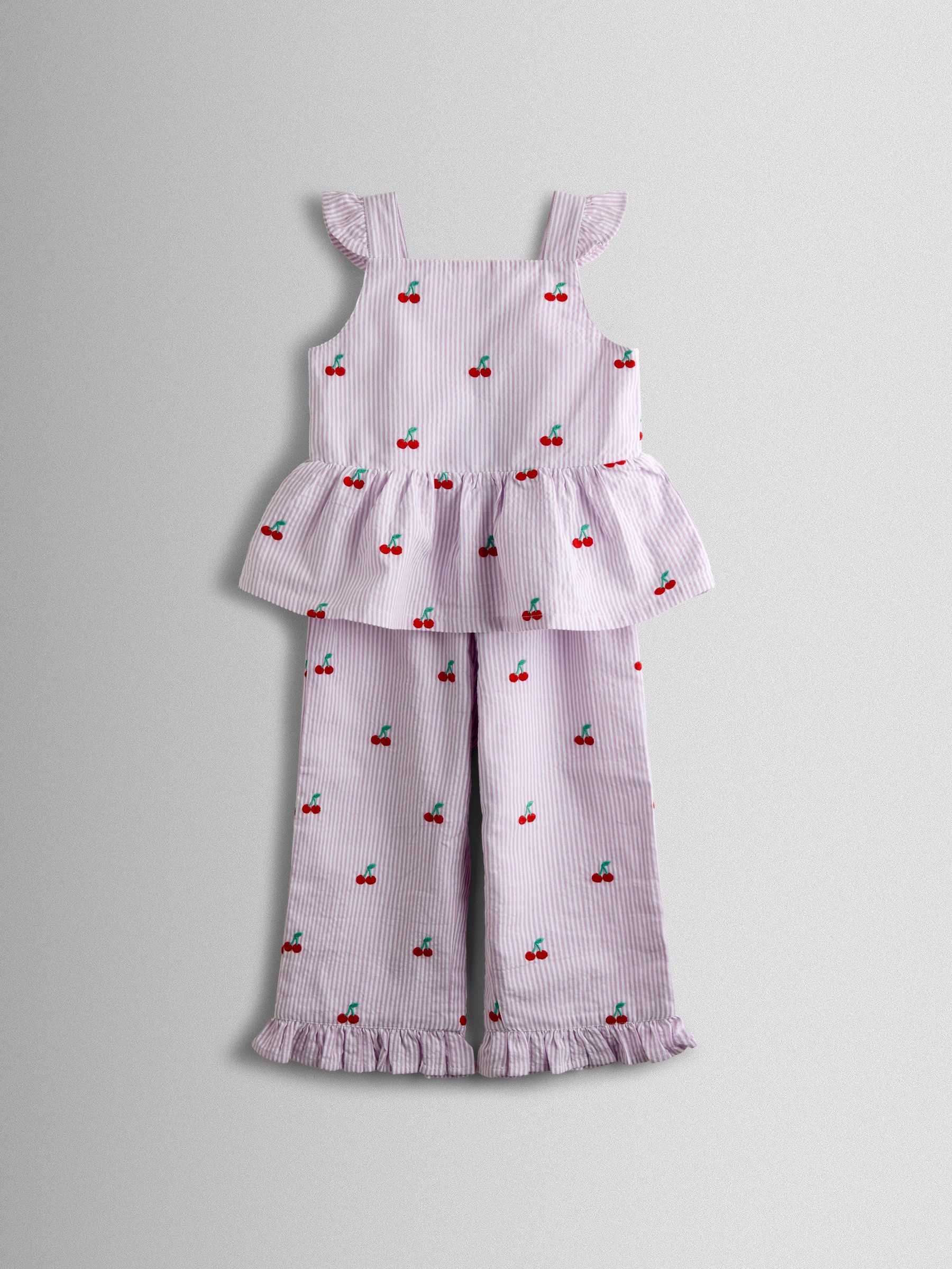 Lilac Purple Cherry Embroidered Sleeveless Blouse and Trouser Set - Image 9 of 9