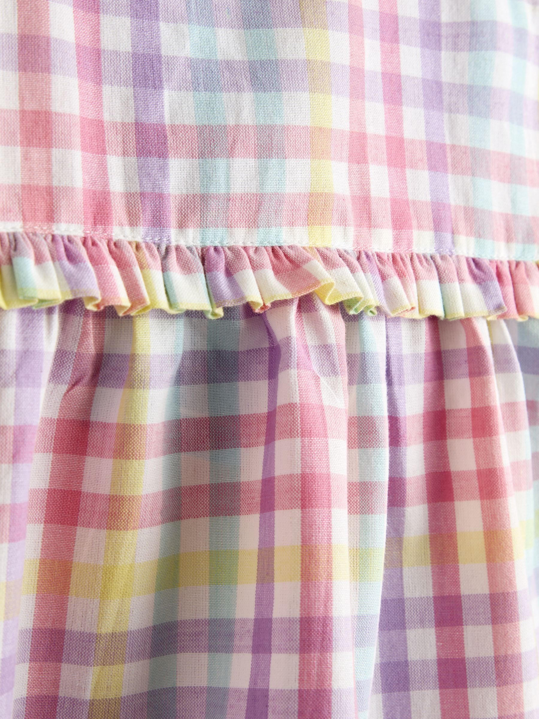 White Rainbow Gingham Frill Detail Top & Short Set - Image 7 of 7 White Rainbow Gingham Frill Detail Top & Short Set - Image 7 of 7