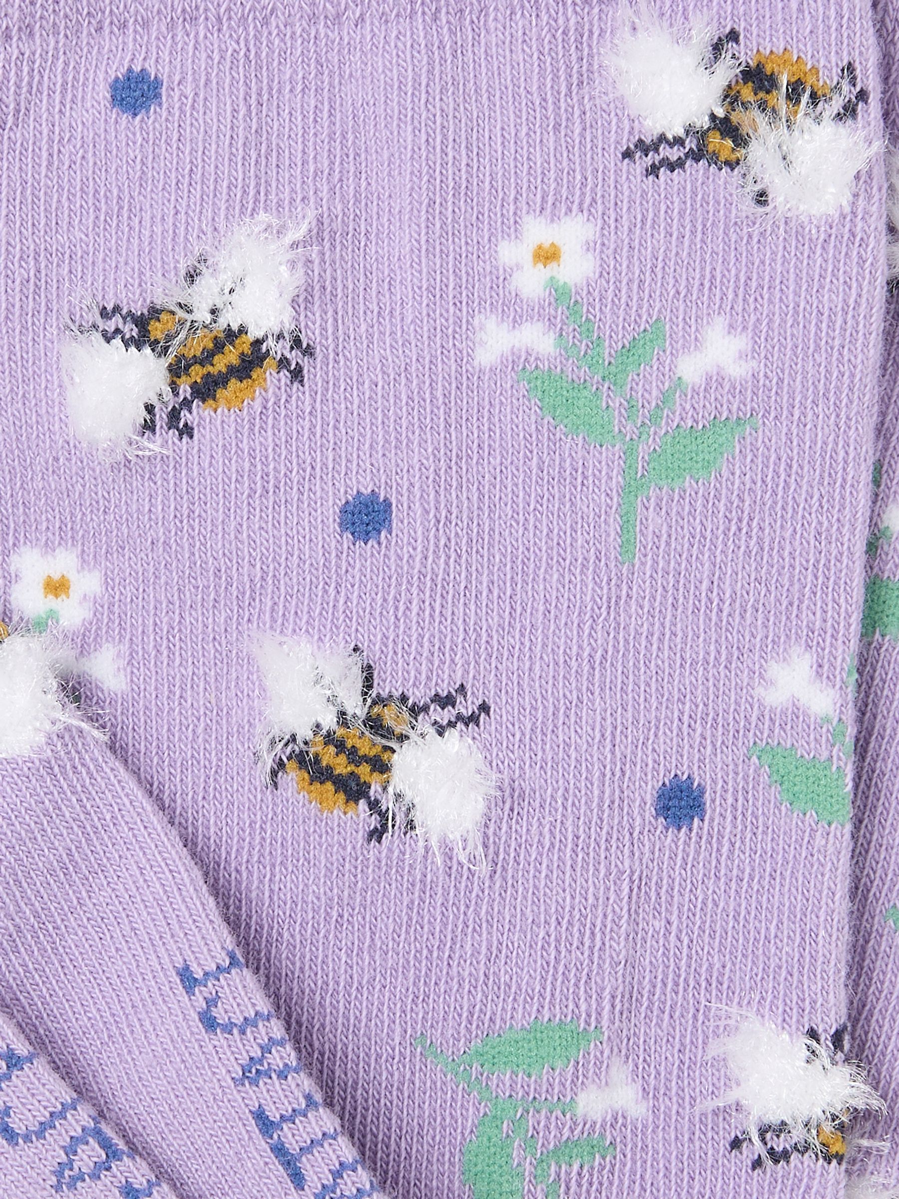 Lilac Purple Bee Floral Socks - Image 2 of 2