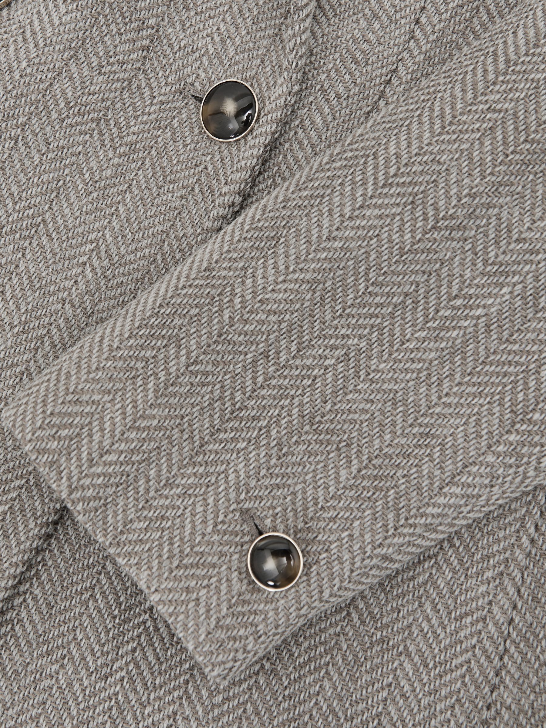 Herringbone Double-Breasted Blazer Wool-Cotton in Grey - Image 7 of 7