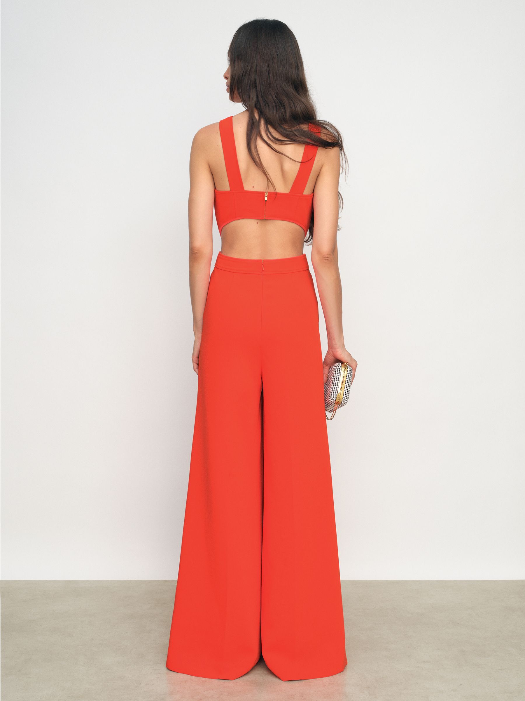 Wide-Leg Cut-Out Jumpsuit in Orange - Image 4 of 5