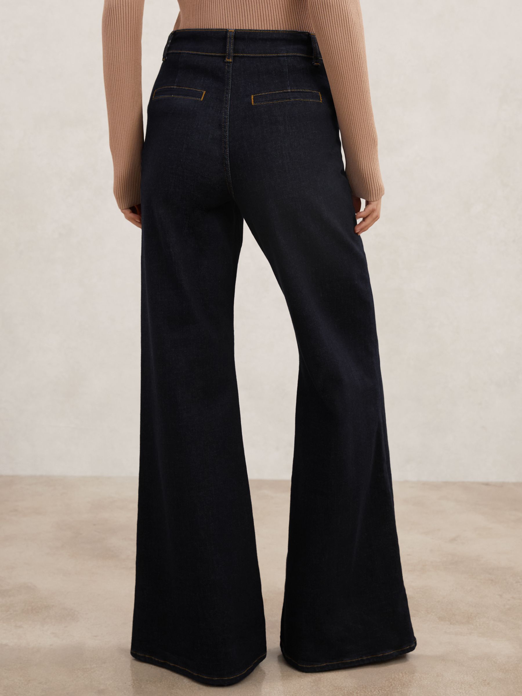 Petite Flared Pocket-Detail Jeans in Dark Blue - image 5