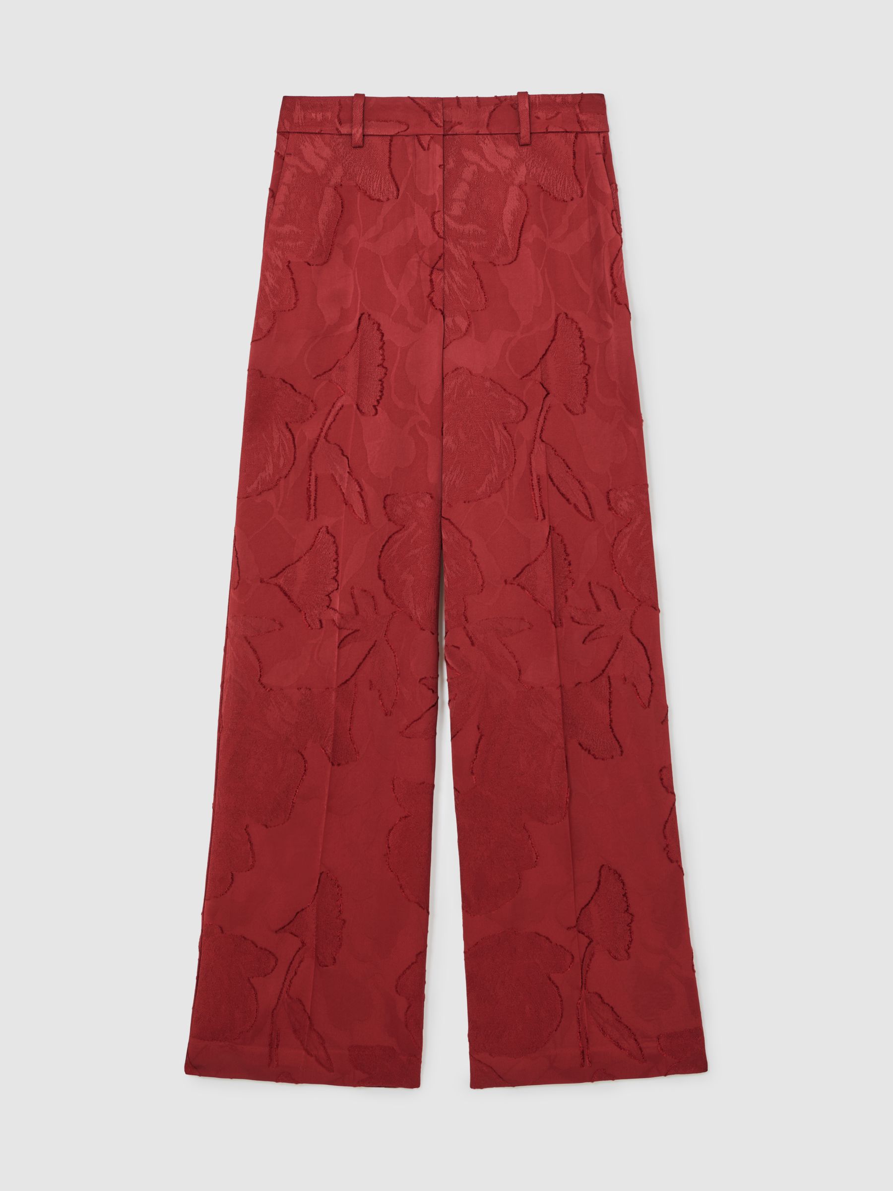 Atelier Jacquard Wide-Leg Trousers in Red - image 1