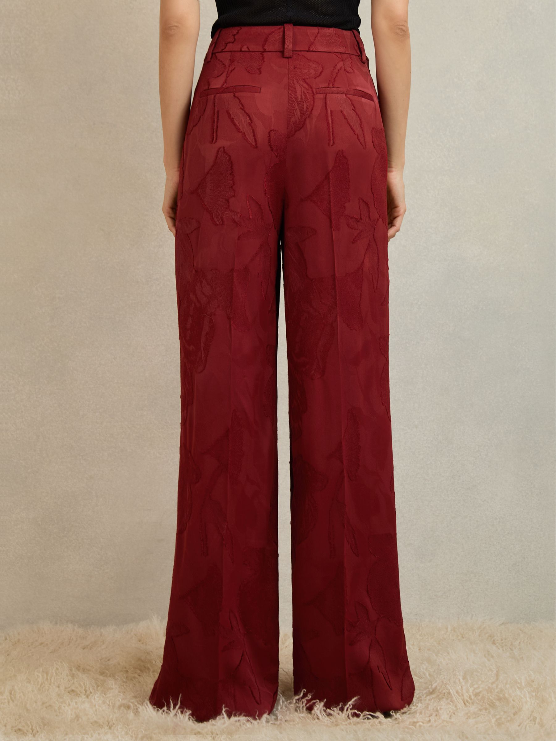 Atelier Jacquard Wide-Leg Trousers in Red - Image 6 of 7