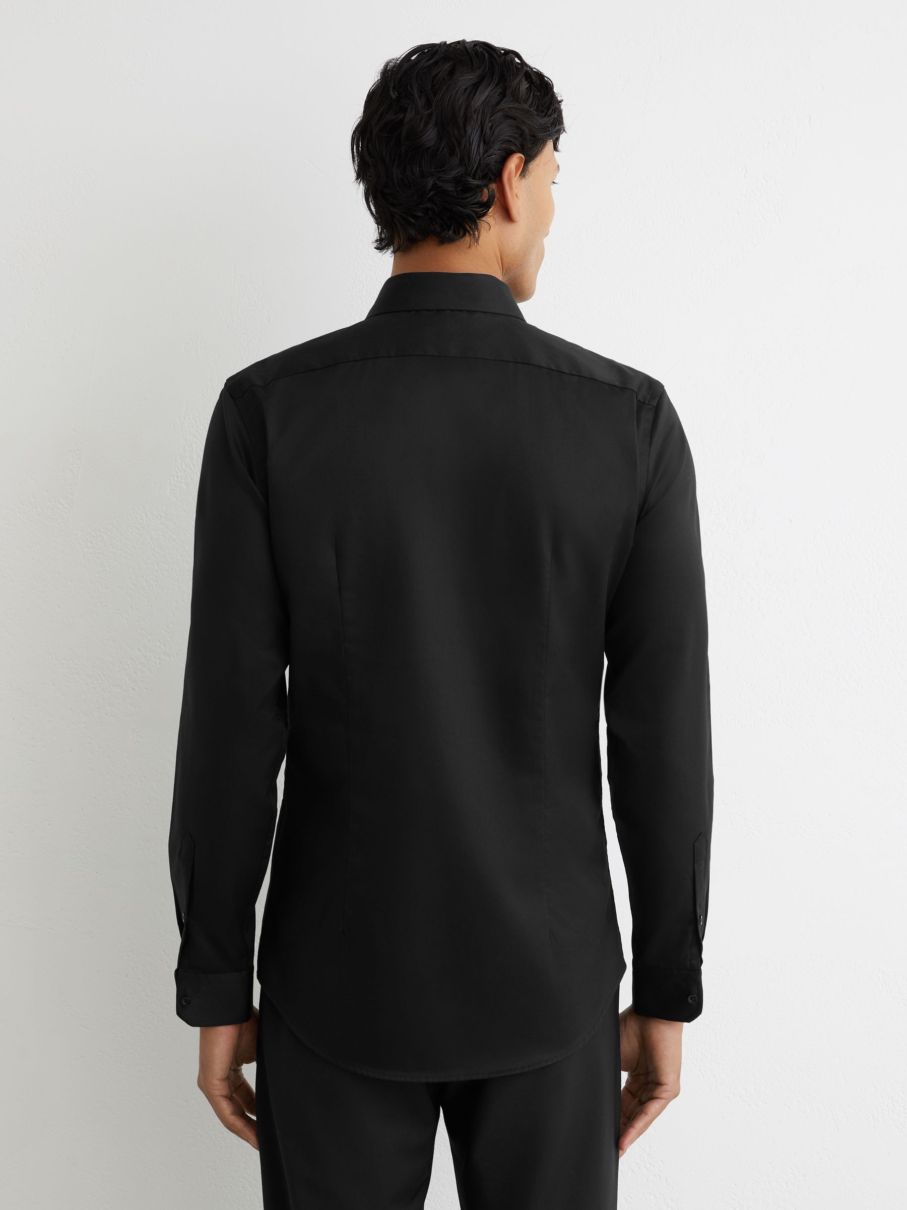 Cotton-Twill Two-Fold Slim-Fit Shirt in Black - Image 6 of 7