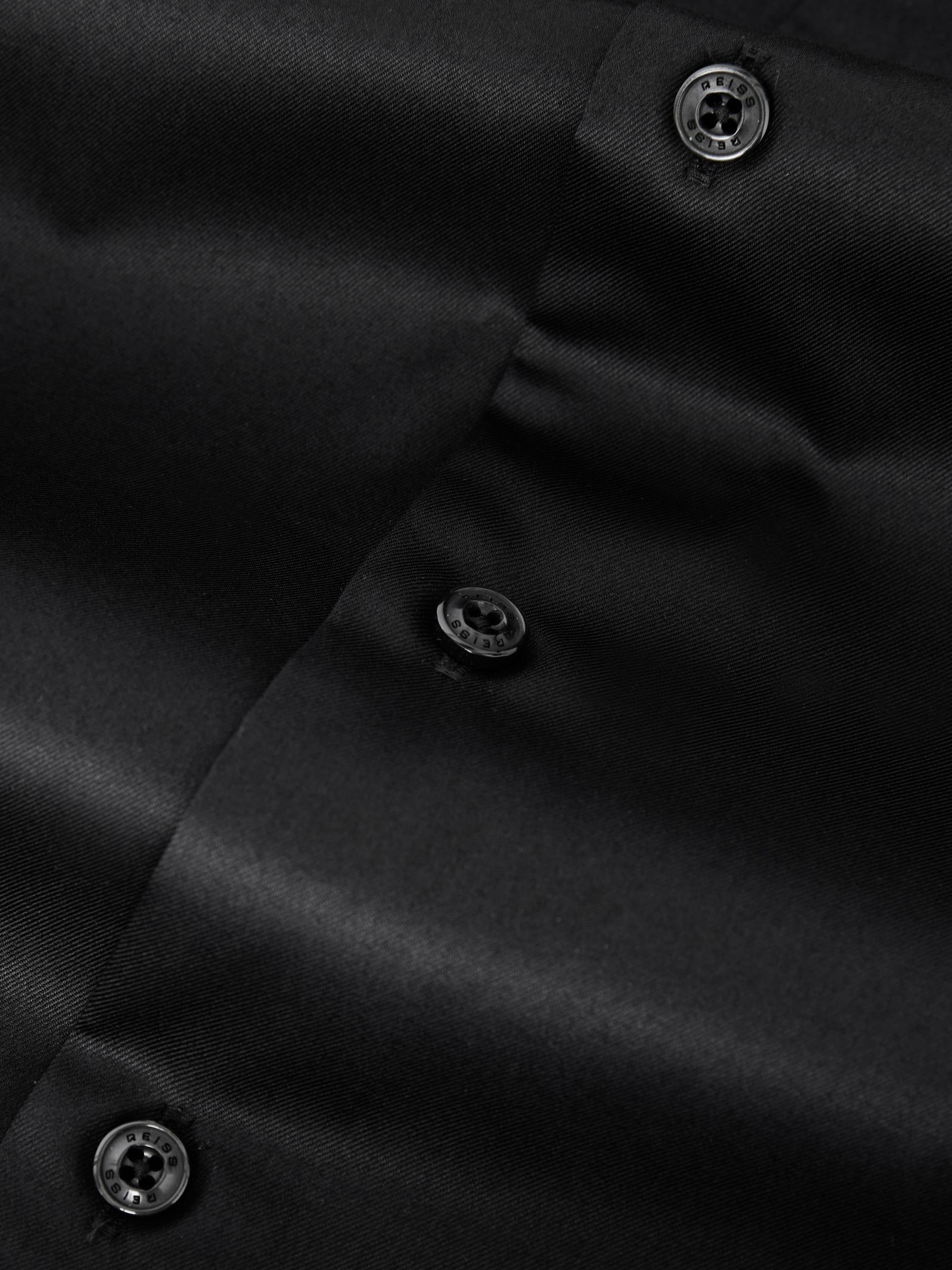 Slim Fit Cotton-Twill Two-Fold Shirt in Black - image 3