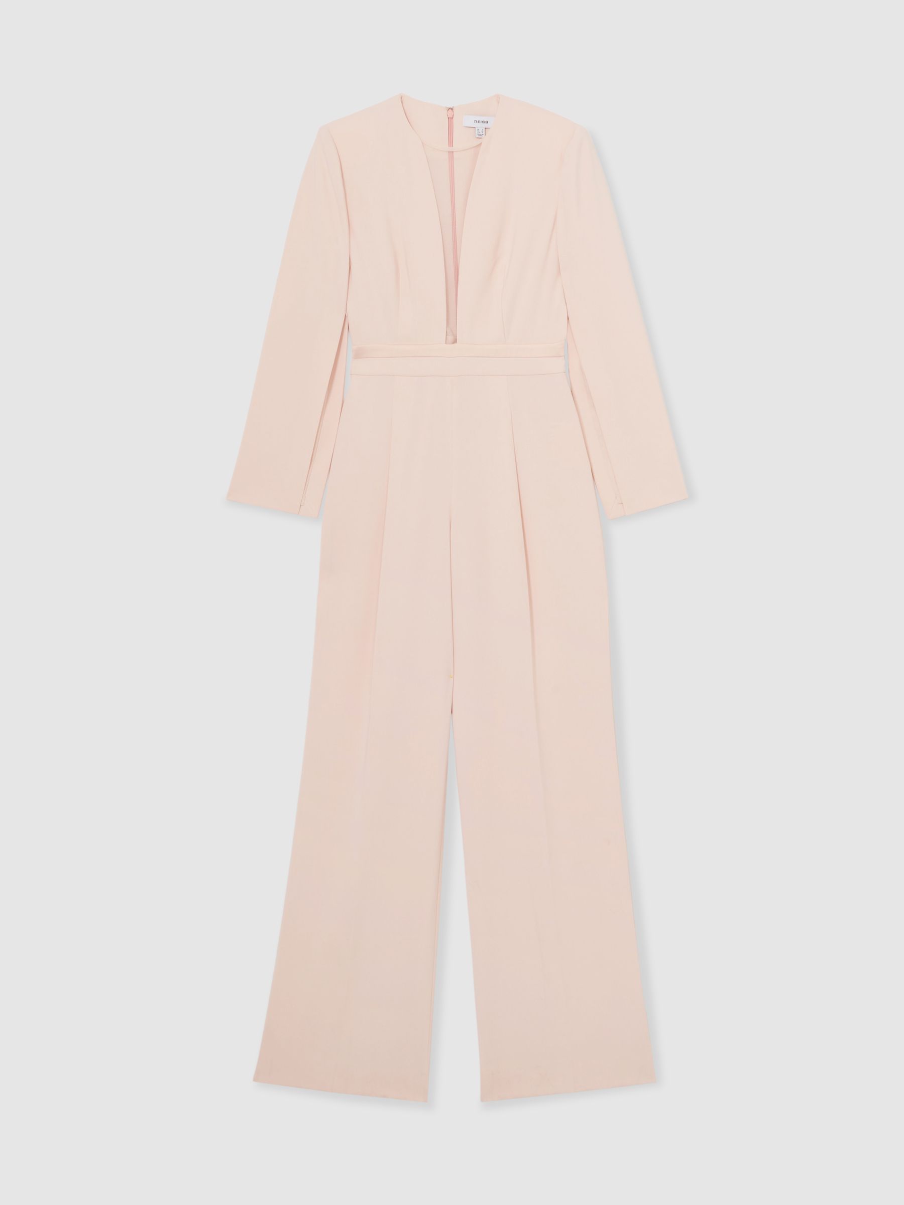 Plunge-Neck Split-Sleeve Jumpsuit in Pale Pink - Image 2 of 6