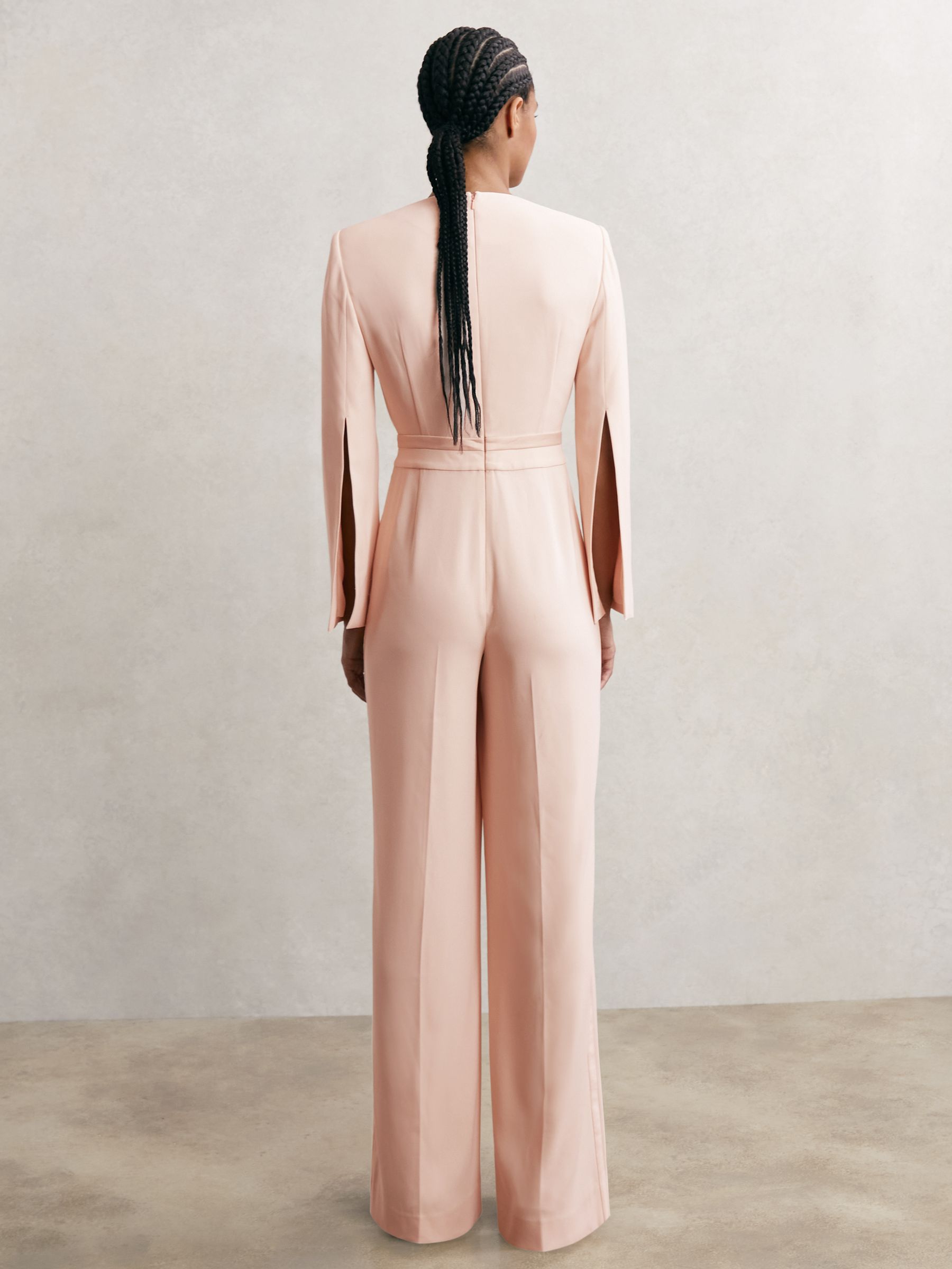 Plunge-Neck Split-Sleeve Jumpsuit in Pale Pink - image 5