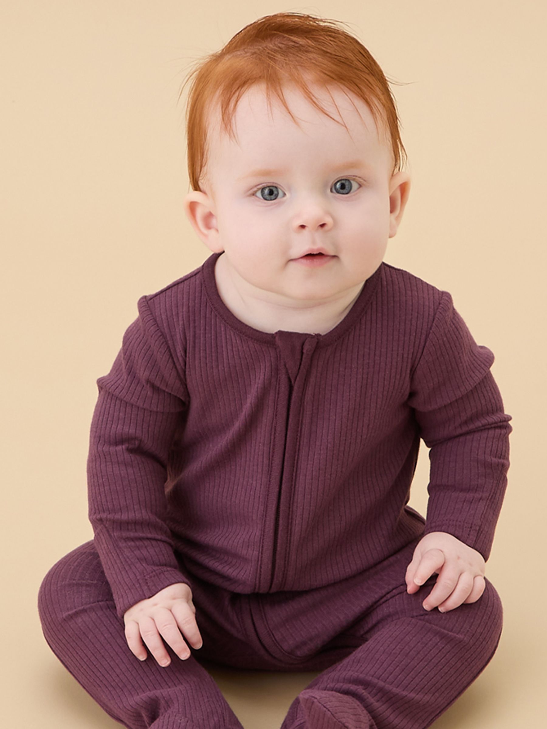 MORI Purple Stretch Supersoft 2 Way Zip Sleepsuit - Image 1 of 4