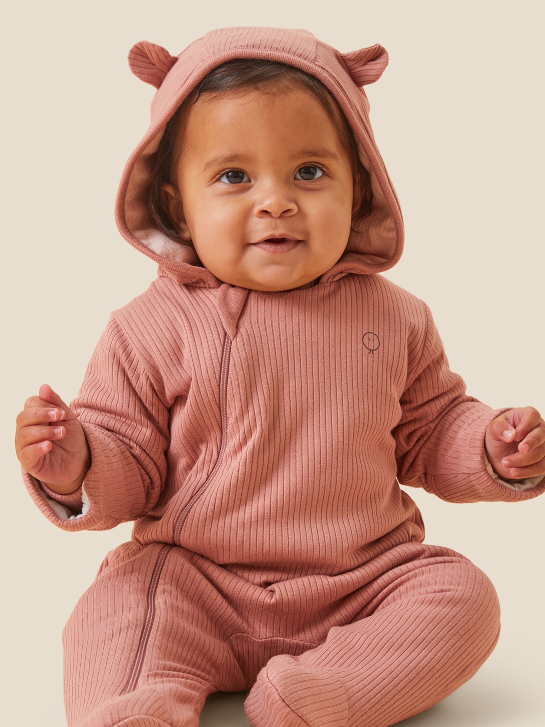 MORI Pink Cosy Zip-Up Pramsuit - Image 1 of 5