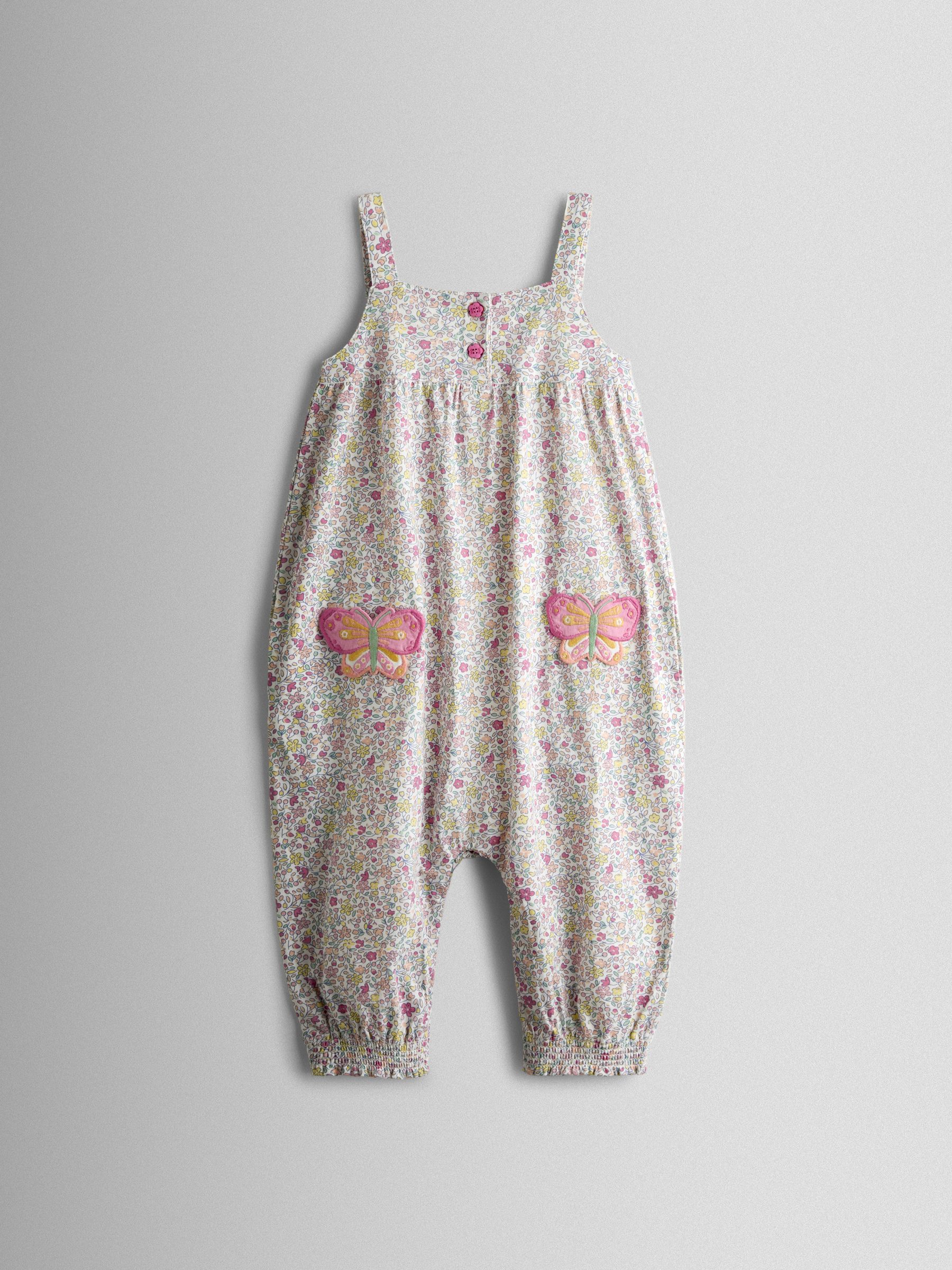 Pink Butterfly Appliqué Strappy Jersey Jumpsuit - Image 1 of 3