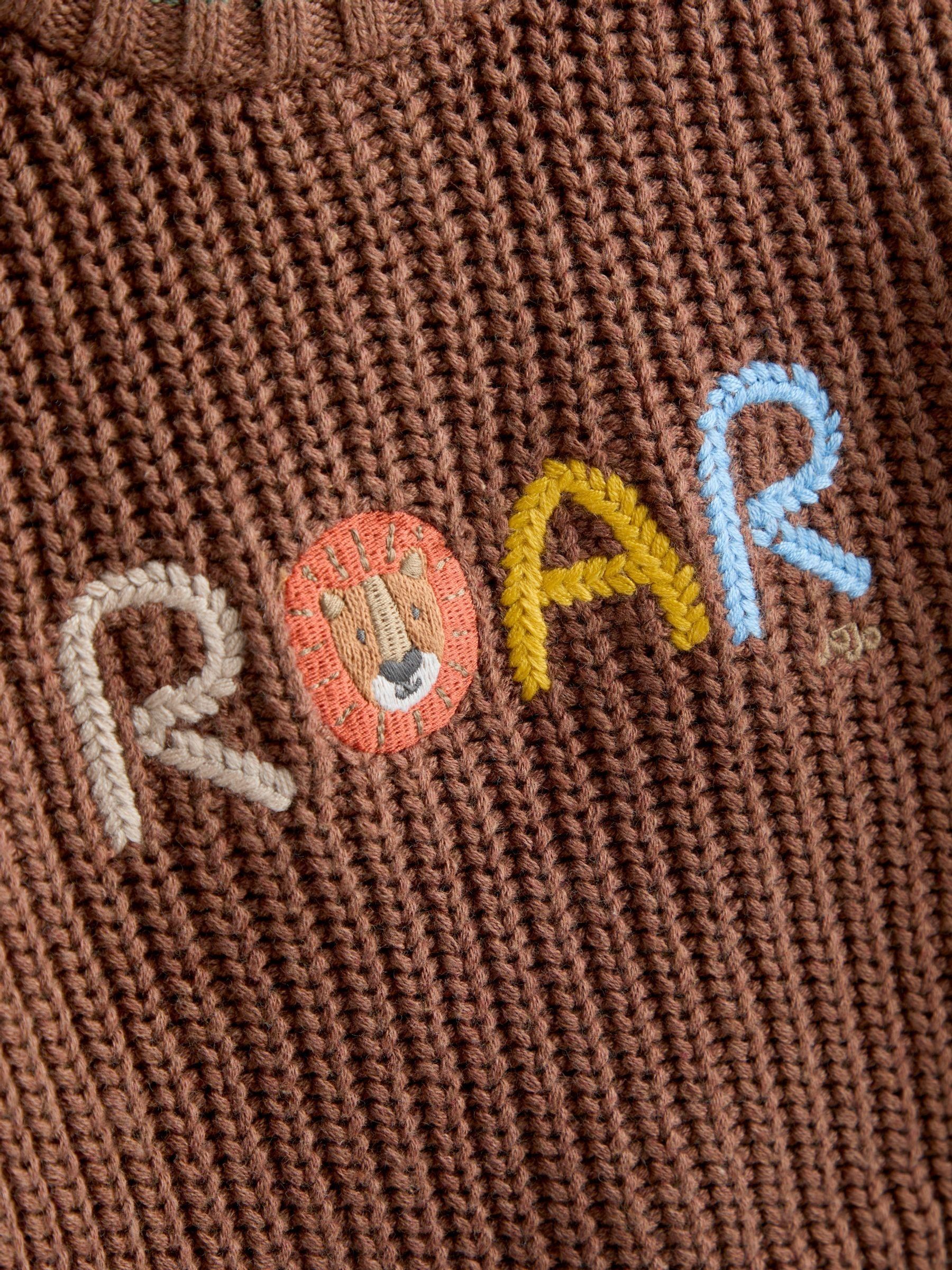 Dark Brown Lion Embroidered Tractor Jumper - Image 3 of 4