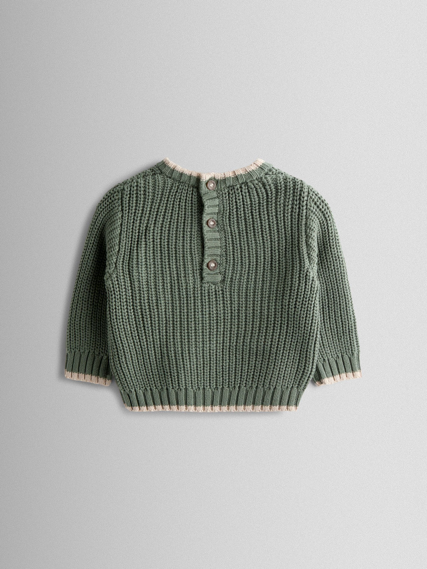 Khaki Green Dino Embroidered Jumper - Image 2 of 4