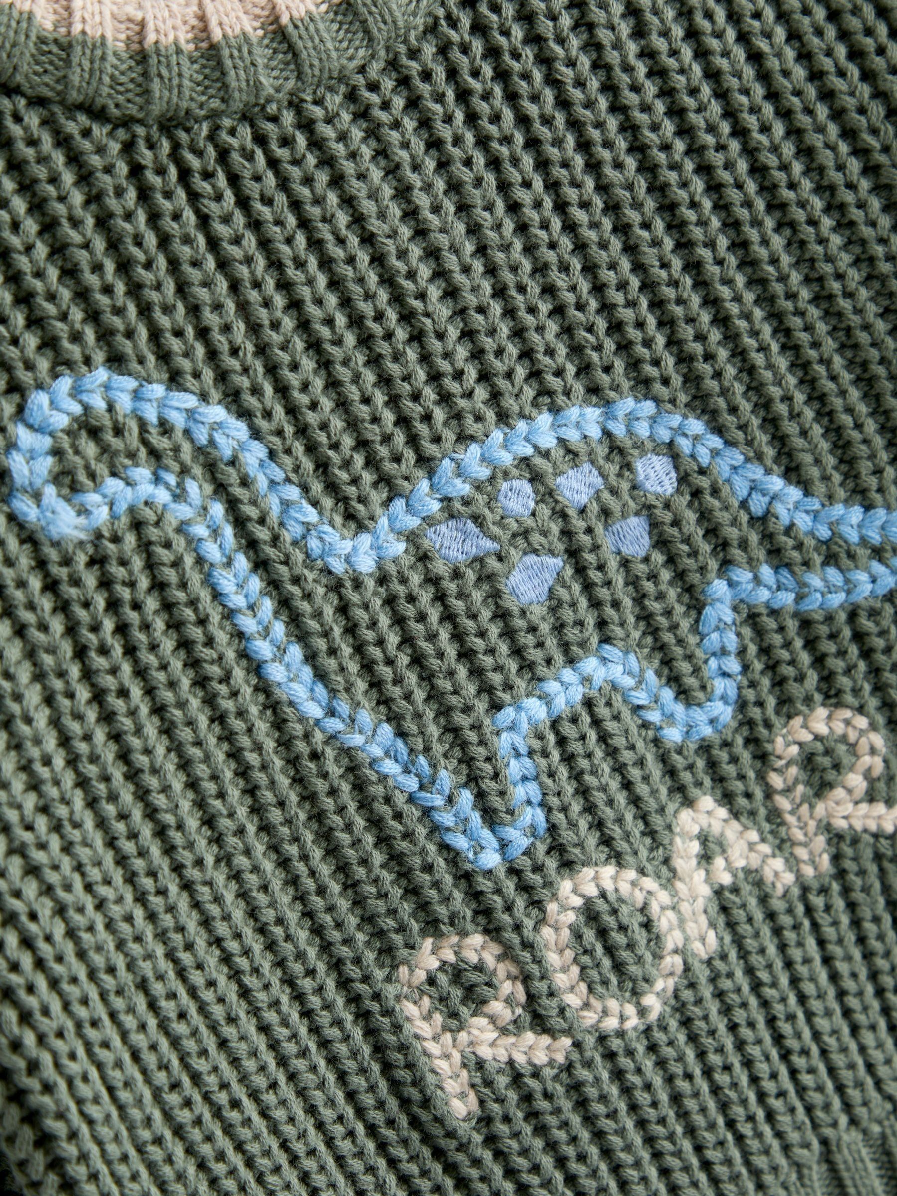 Khaki Green Dino Embroidered Jumper - Image 3 of 4