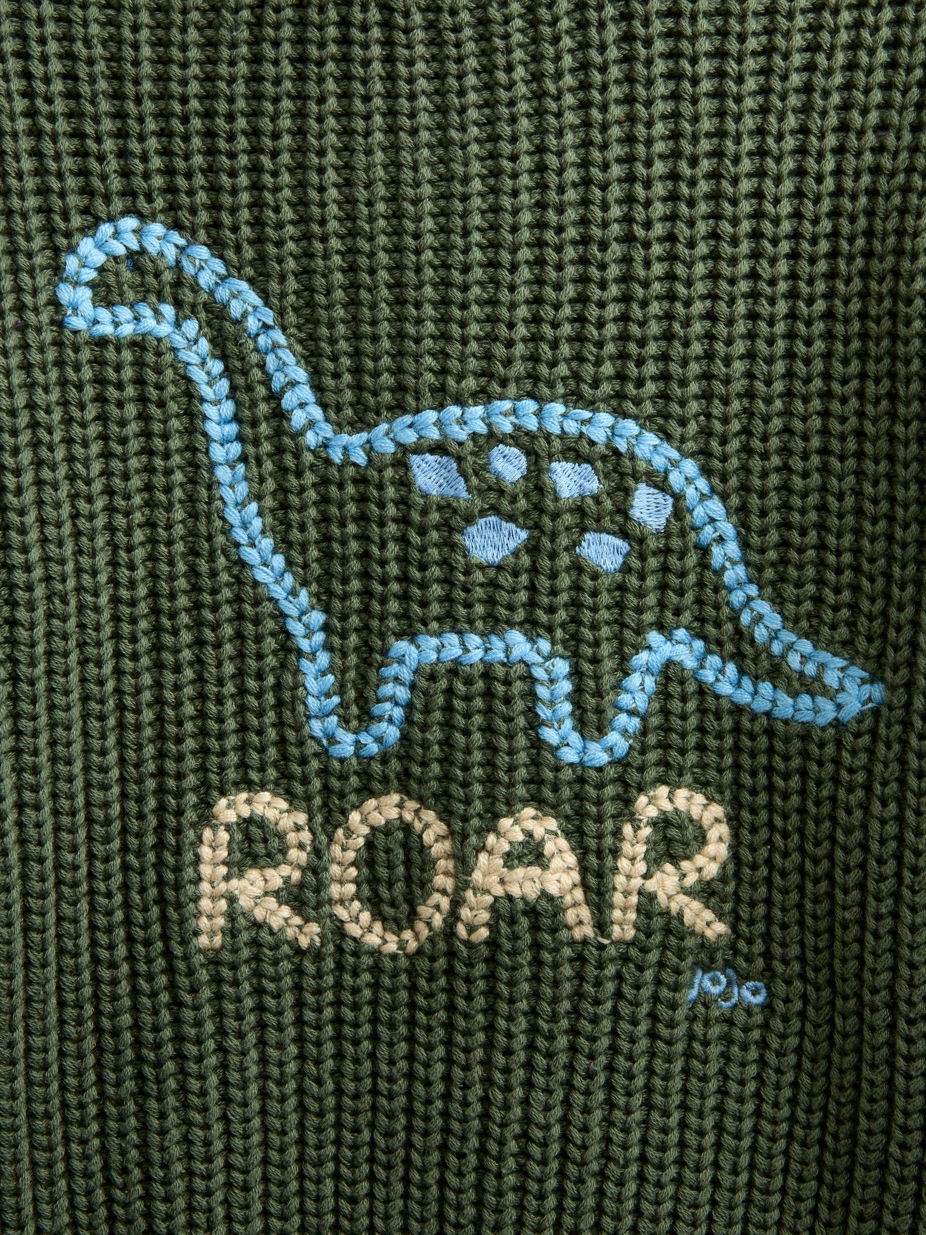 Khaki Green Dino Embroidered Jumper - Image 5 of 5