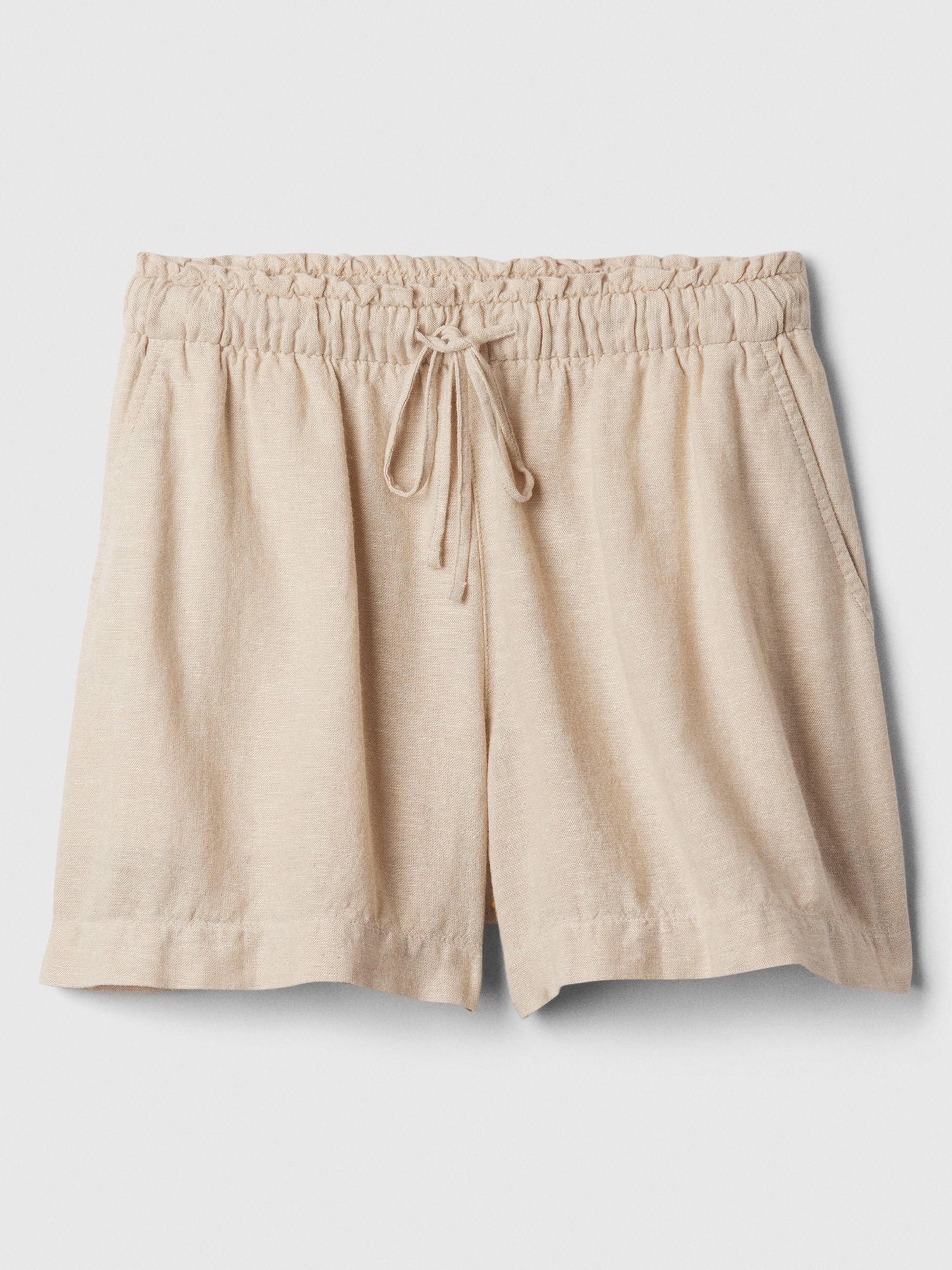 Beige Linen Blend Pull On Shorts - Image 5 of 5