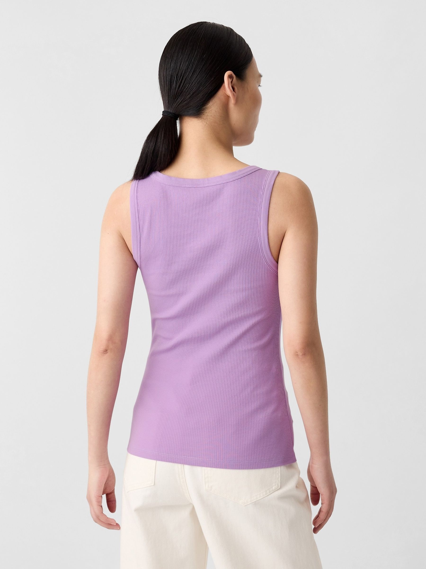 Purple Soft Ribbed Sleeveless Vest Top - Image 2 of 5