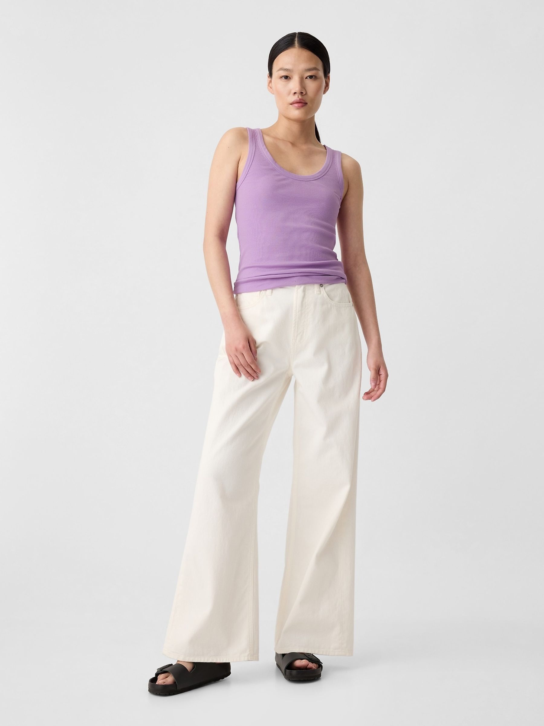 Purple Soft Ribbed Sleeveless Vest Top - Image 3 of 5