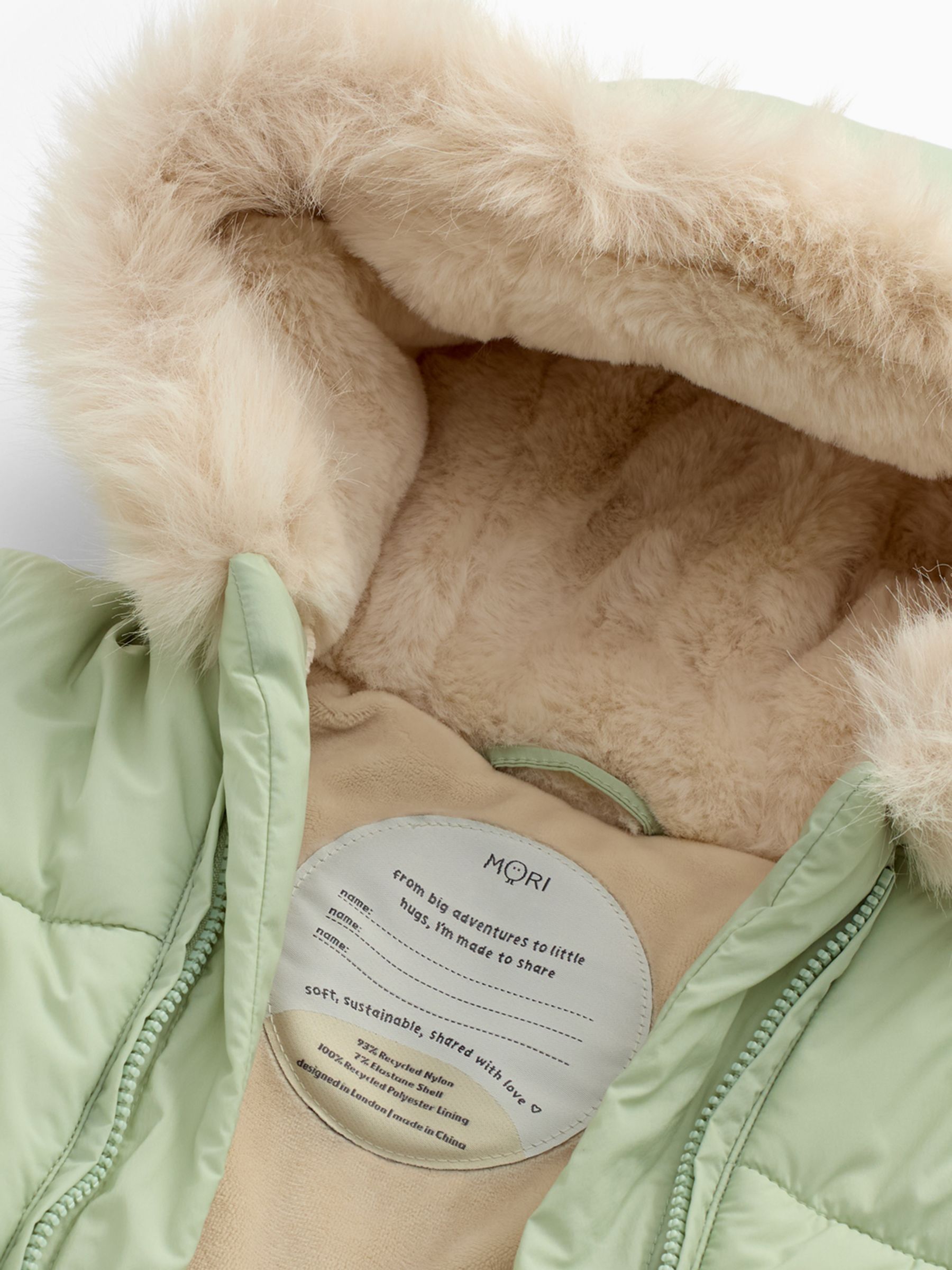 MORI Green Cosy Zip-Up Lined Snowsuit - Image 4 of 7