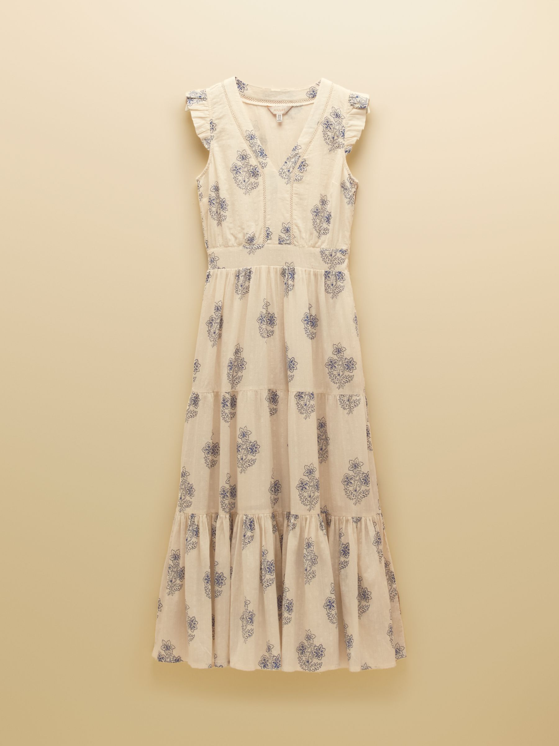 Penelope Cream Foulard Print V Neck Tiered Maxi Dress - Image 9 of 9