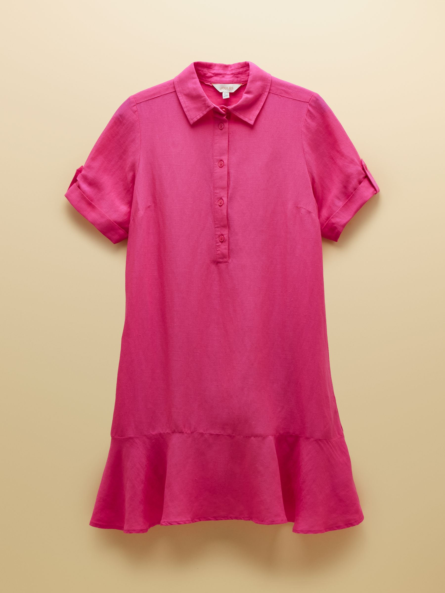Thea Pink Shirt Dress With Bias Hem Frill - Image 7 of 7