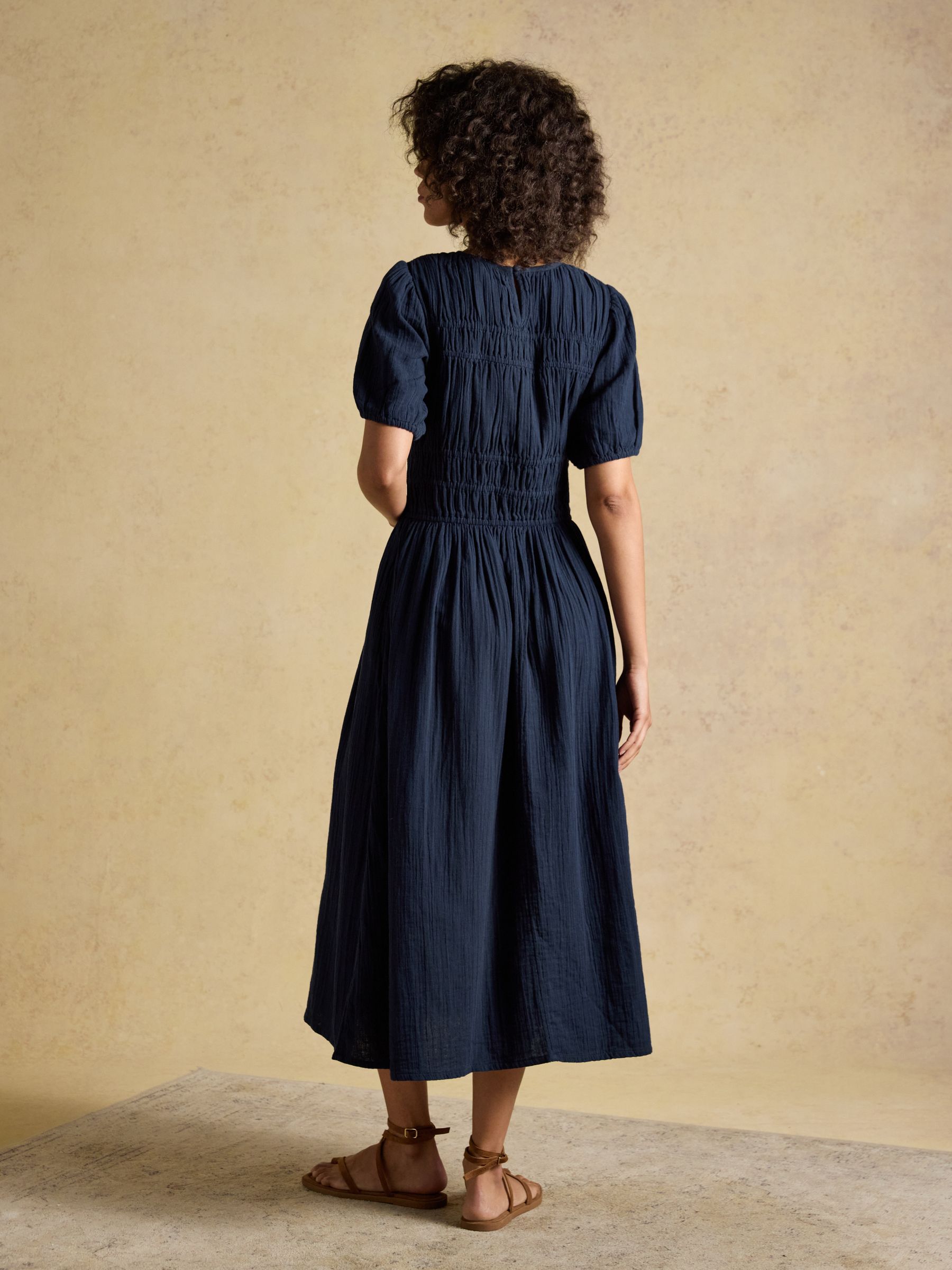 Ella Navy Double Cloth Midi Dress - Image 2 of 8