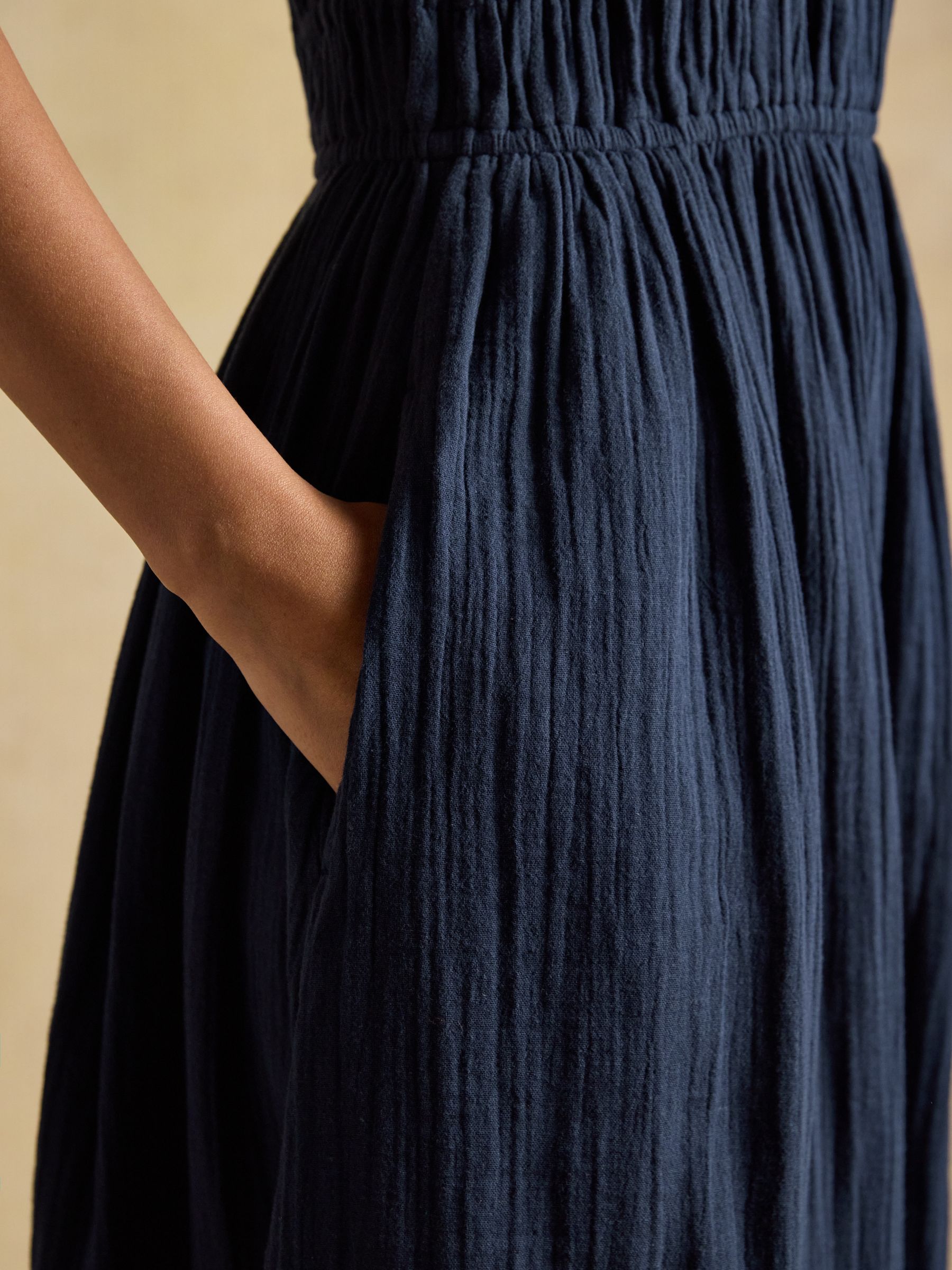 Ella Navy Double Cloth Midi Dress - Image 4 of 8