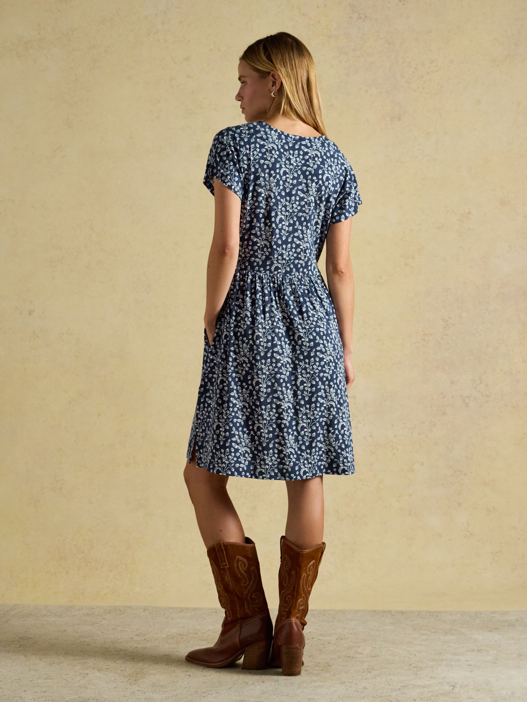 Nia Navy Strawberry Print Jersey Short Dress - Image 2 of 8 Nia Navy Strawberry Print Jersey Short Dress - Image 2 of 8