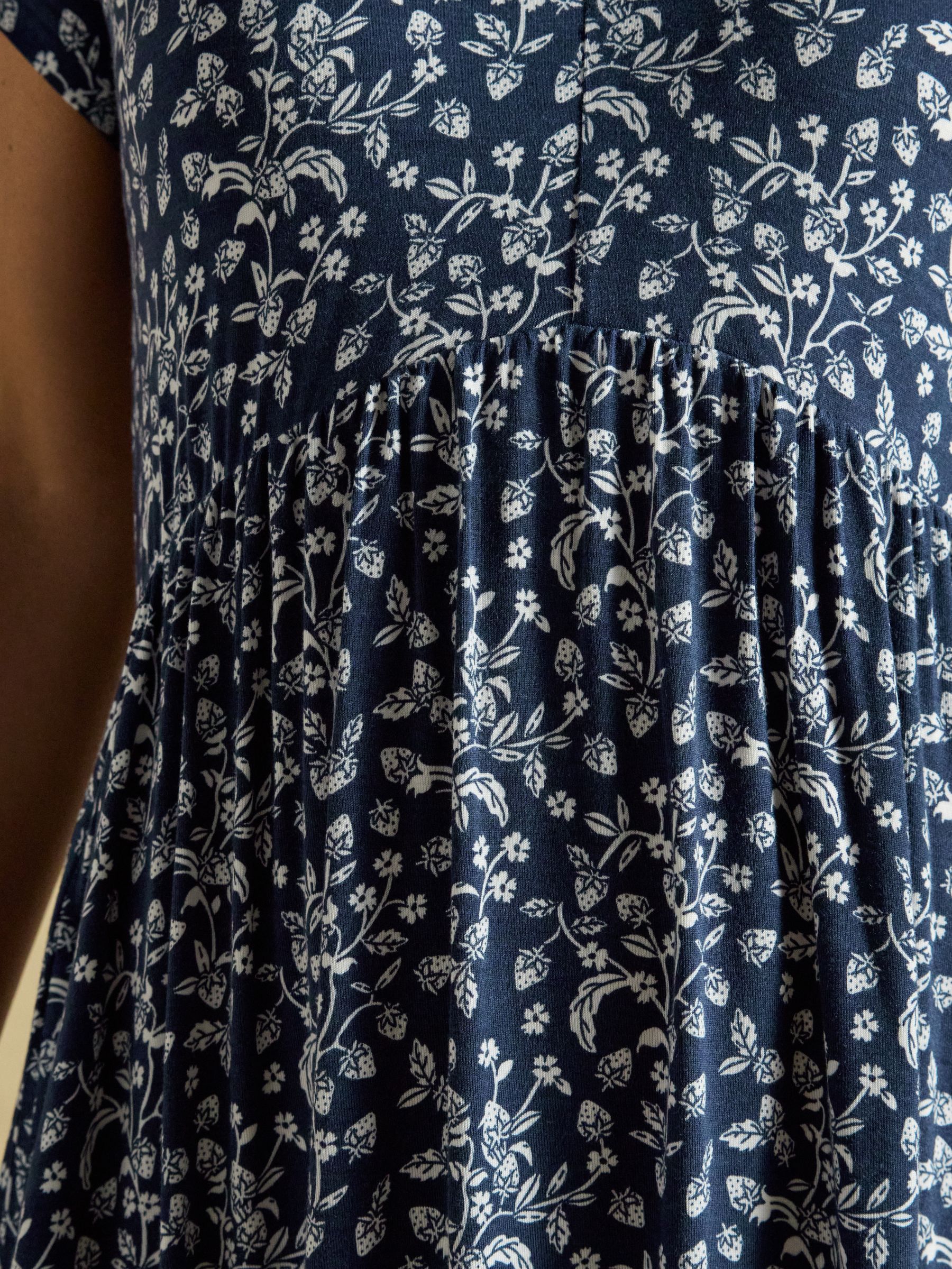 Nia Navy Strawberry Print Jersey Short Dress - Image 7 of 8