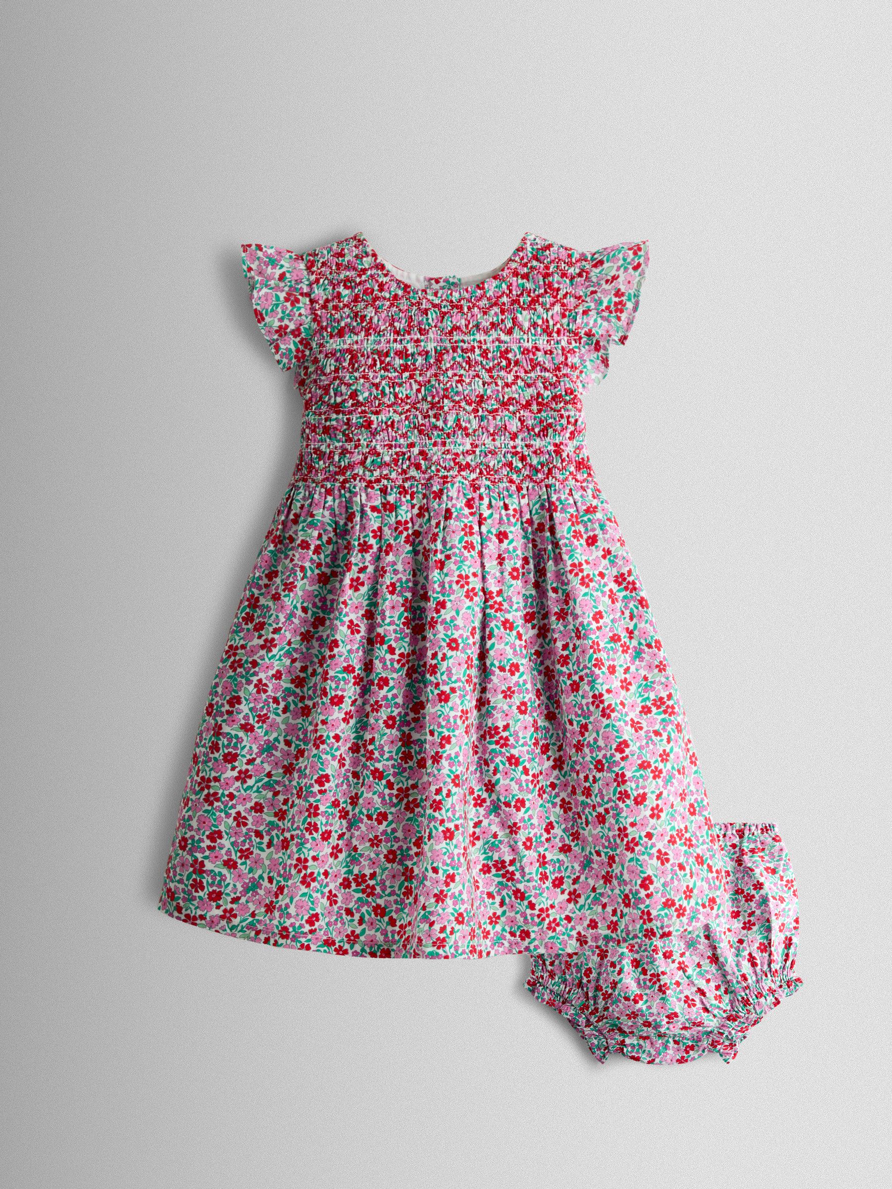 Red Floral Smocked Floral Baby Dress - Image 1 of 7 Red Floral Smocked Floral Baby Dress - Image 1 of 7