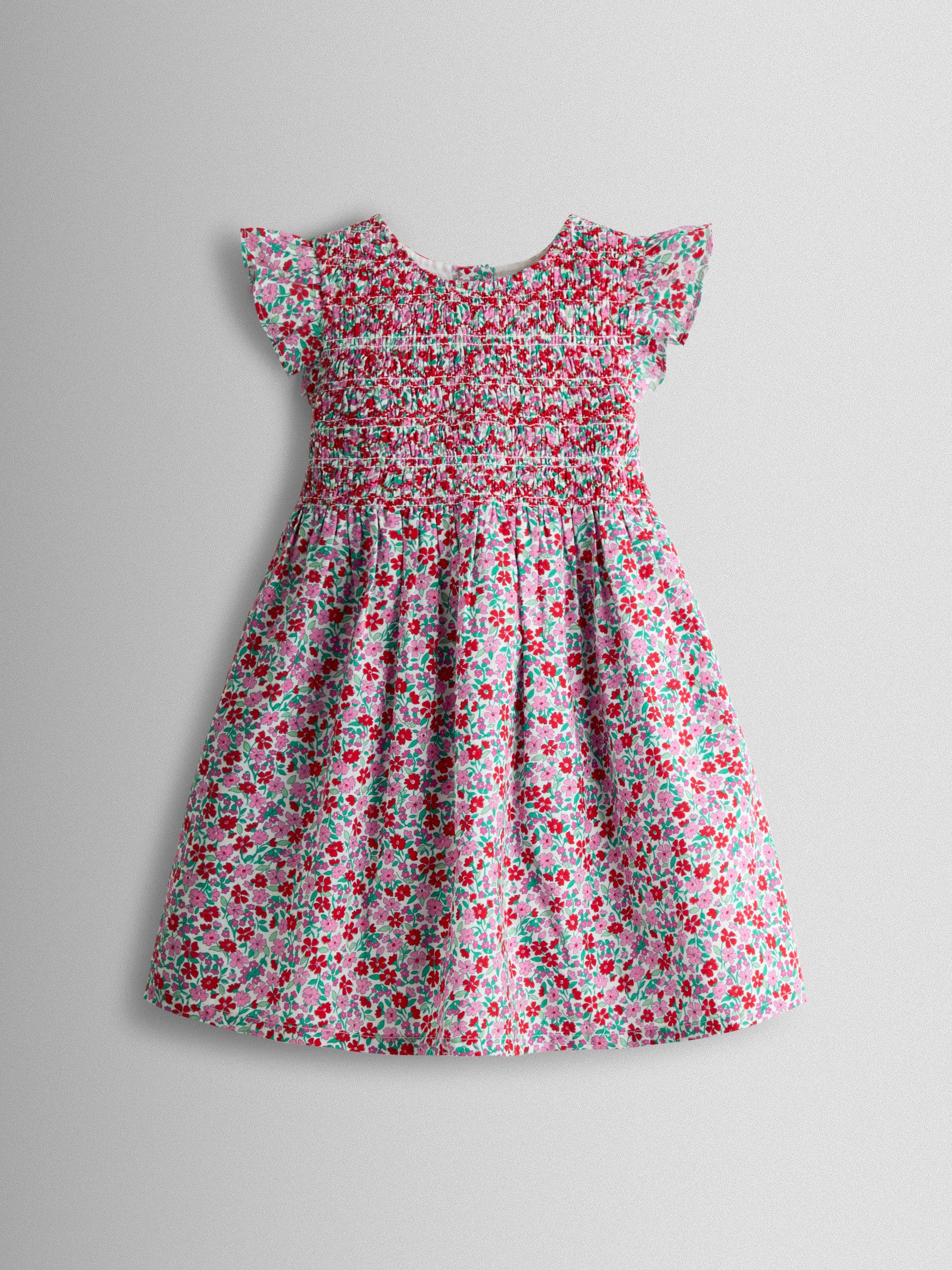 Red Floral Smocked Floral Baby Dress - Image 2 of 7