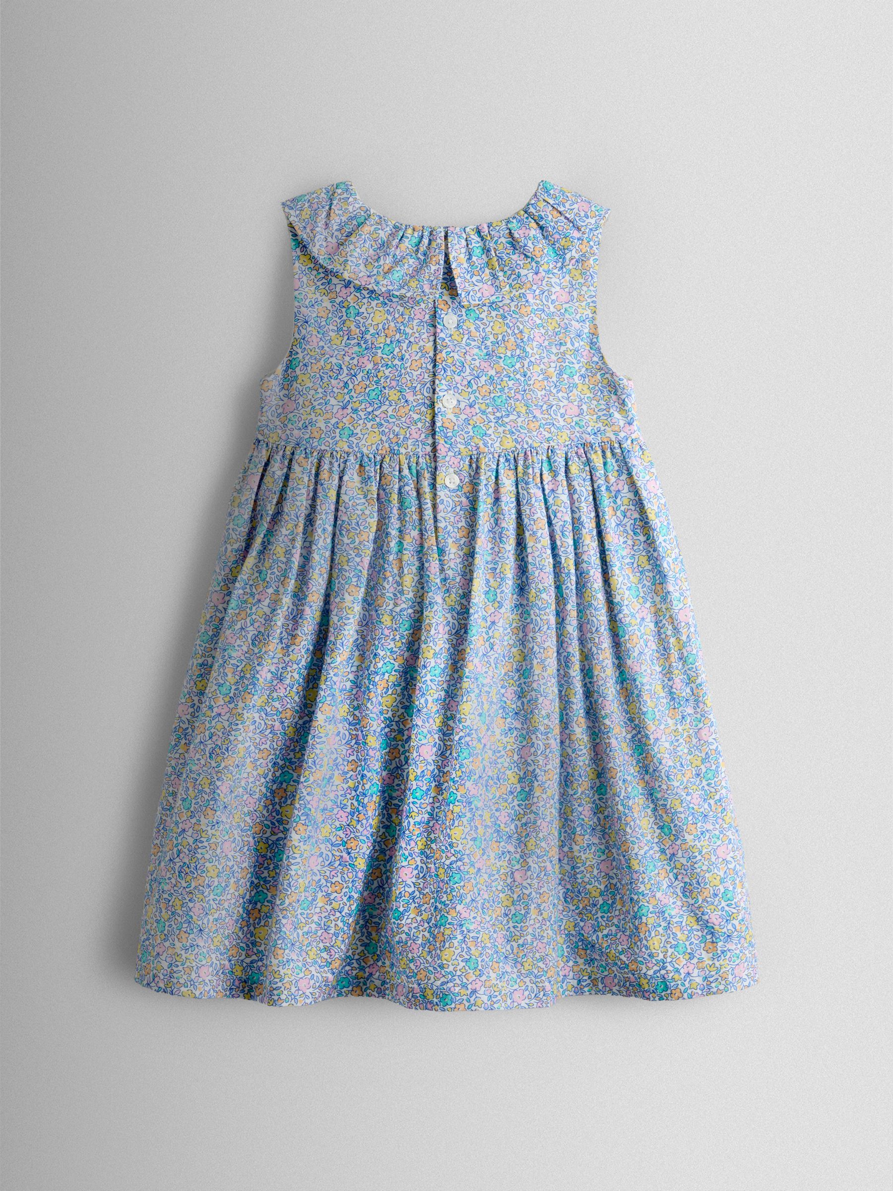 Blue Floral Sleeveless Smocked Floral Dress - Image 3 of 7