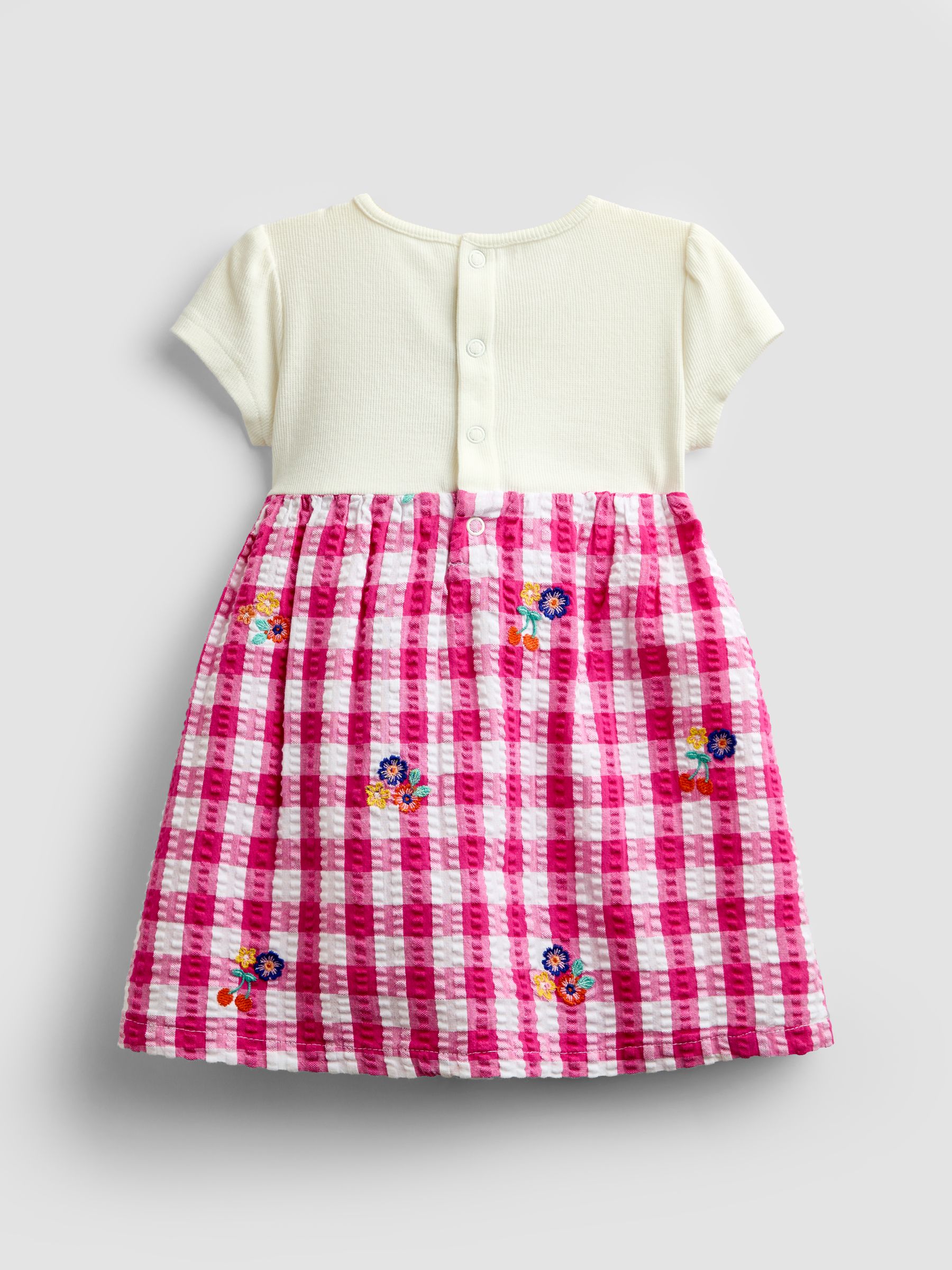 Pink Gingham Fruit Embroidered Seersucker Combo Dress - Image 2 of 5