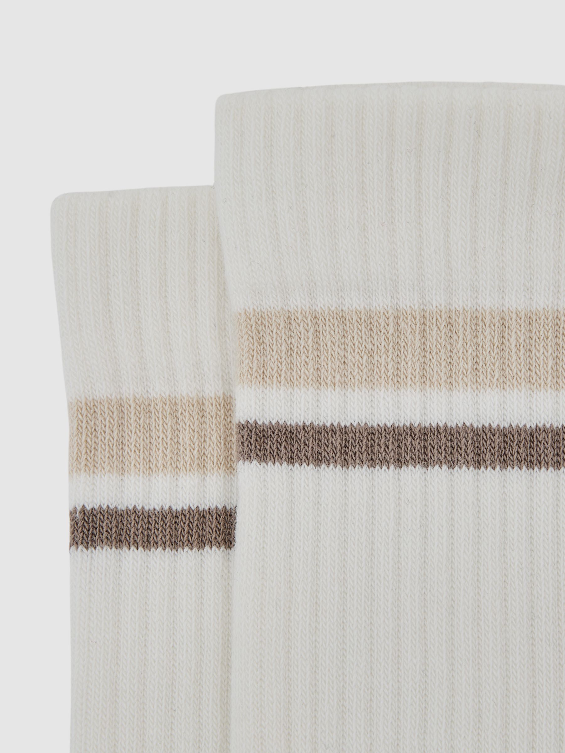 Cotton-Blend Double-Stripe Socks in Neutral - image 2