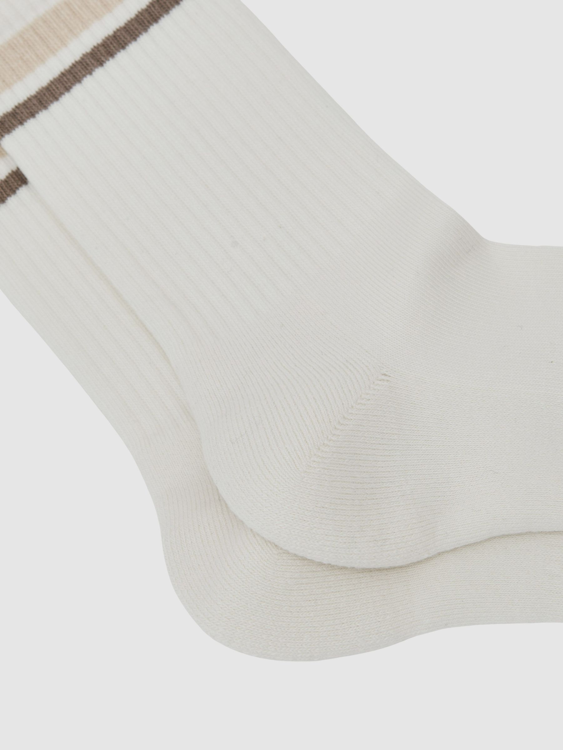 Cotton-Blend Double-Stripe Socks in Neutral - image 1