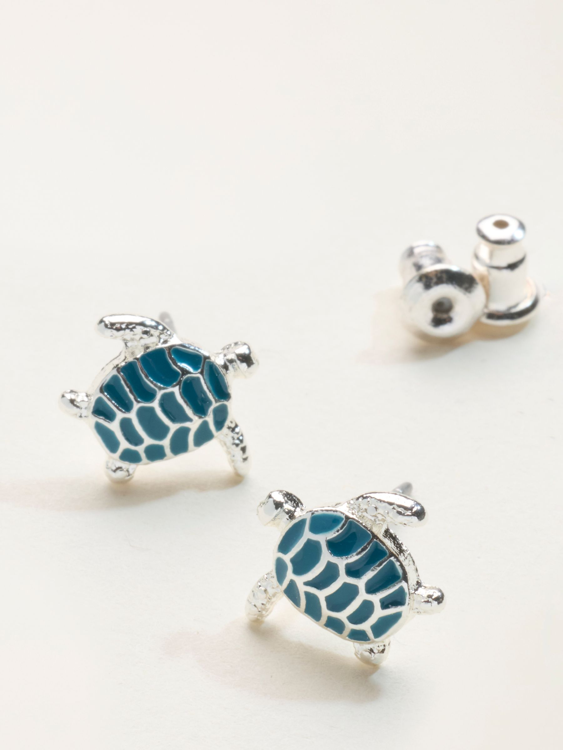 Teal Blue Turtle Studs Earrings - Image 2 of 2