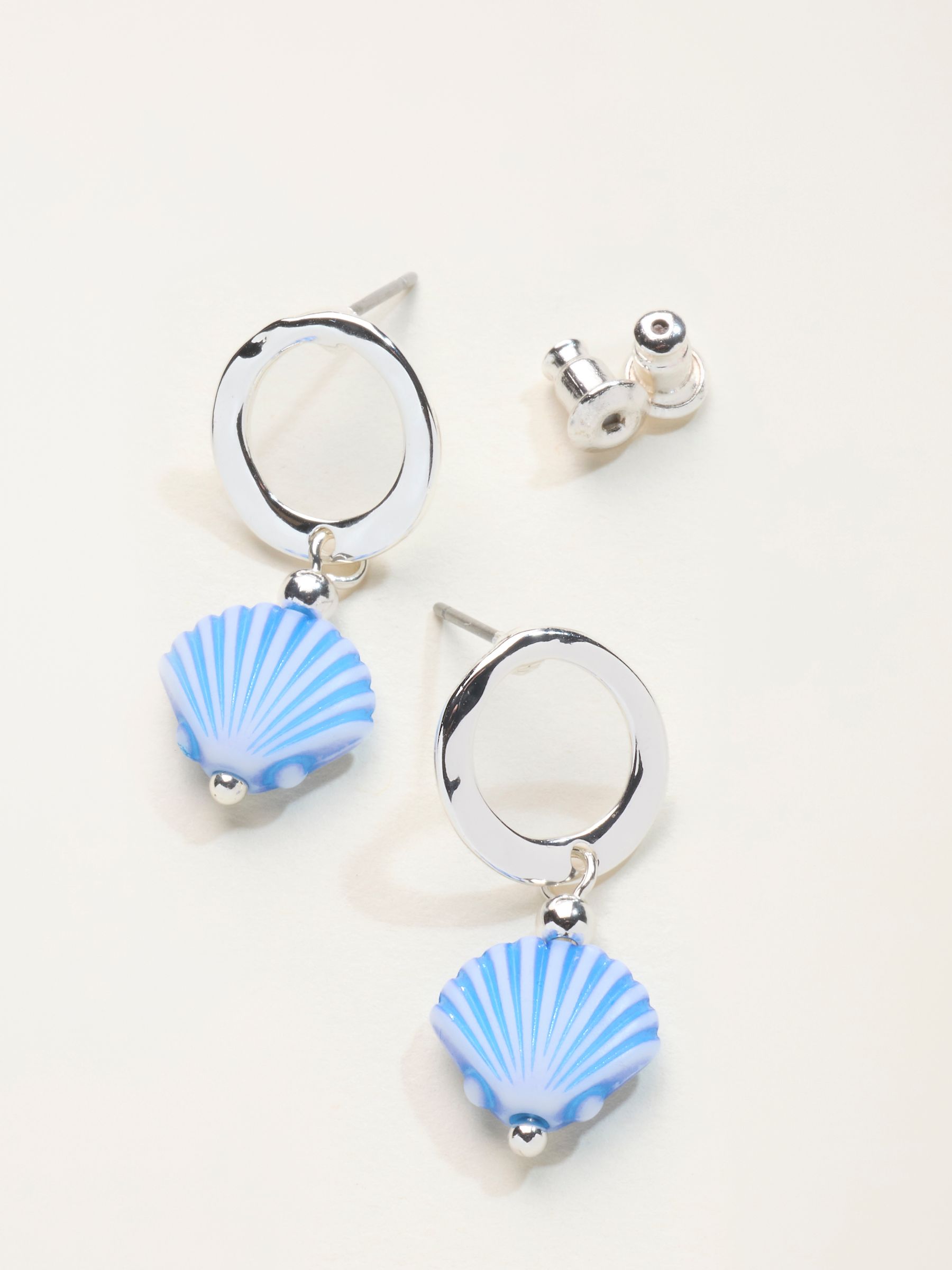 Blue Shell Drop Earrings - Image 2 of 2