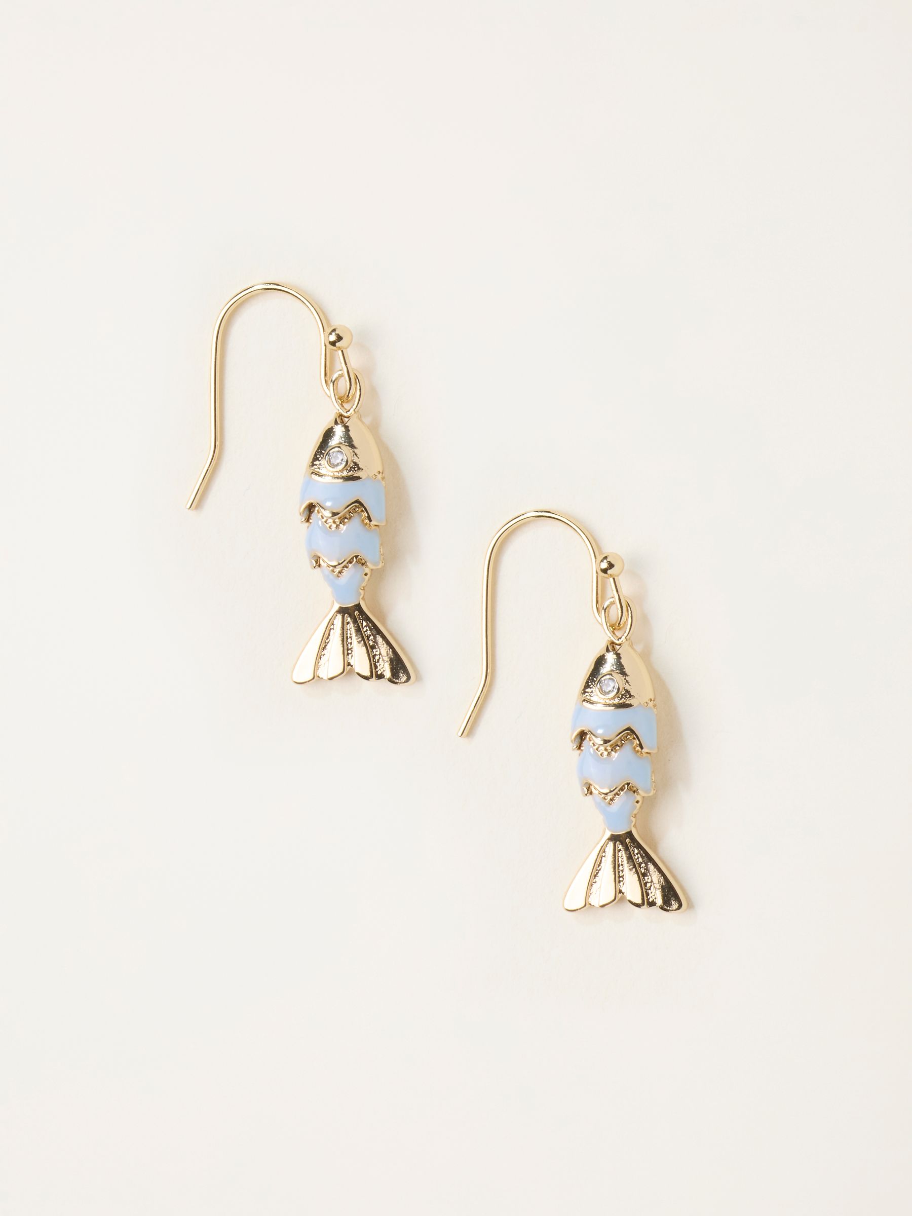 Gold Tone Fish Drop Earrings - Image 1 of 2