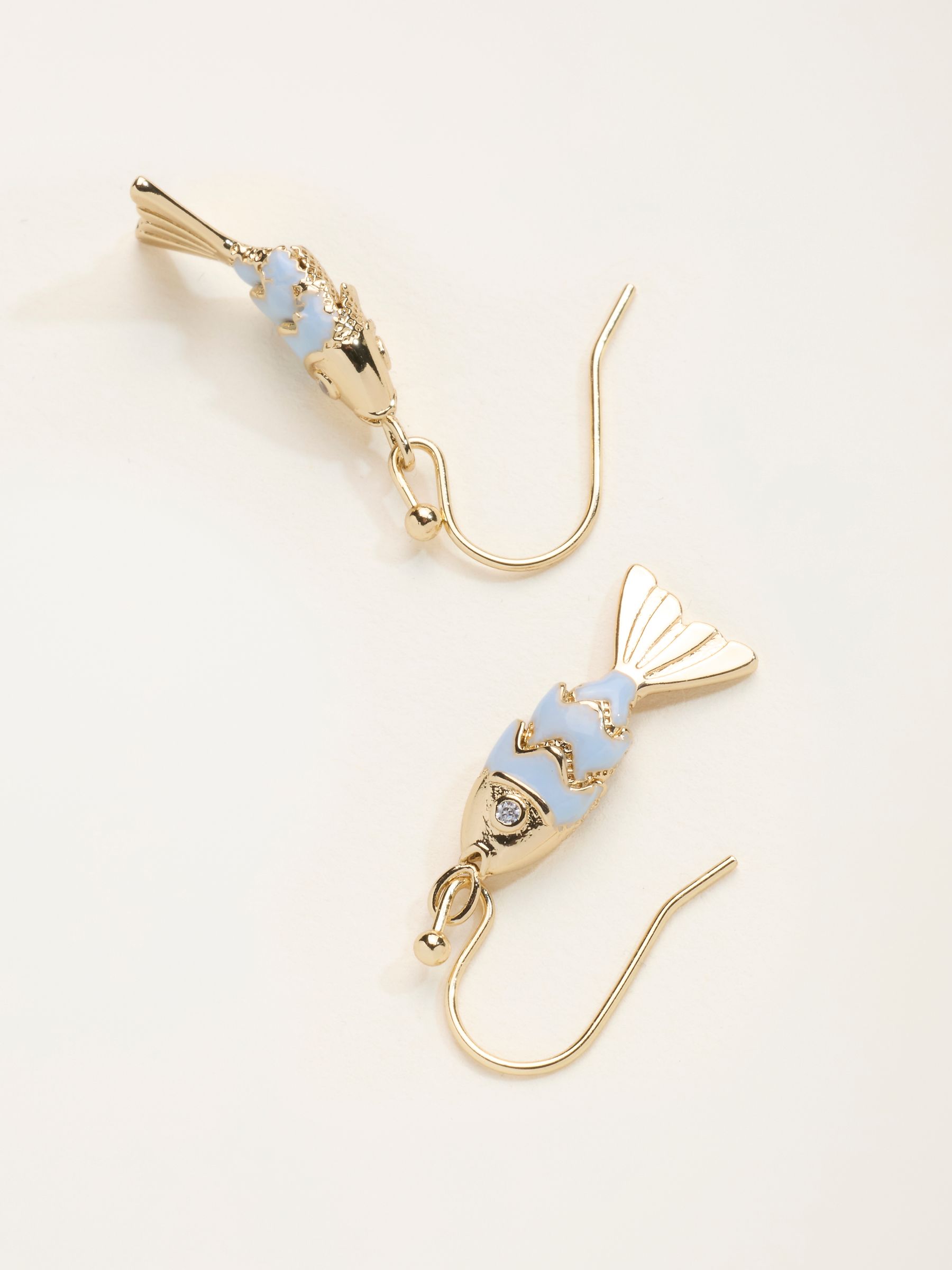 Gold Tone Fish Drop Earrings - Image 2 of 2