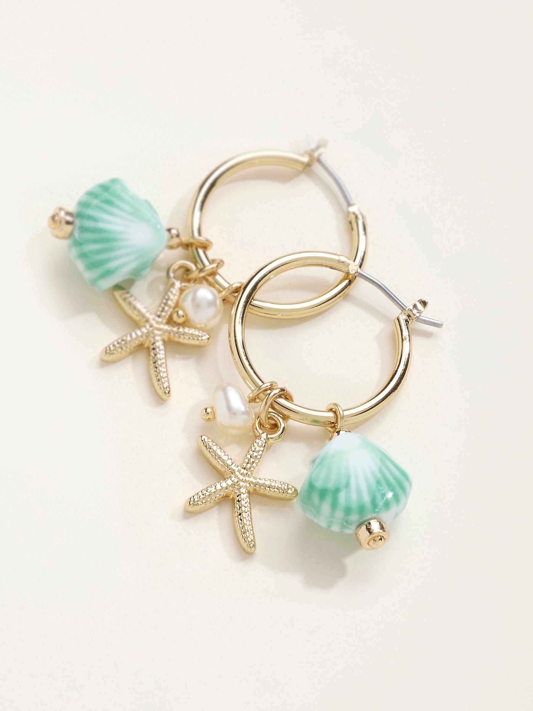Gold Tone Seaside Charm Hoop Earrings - Image 2 of 2