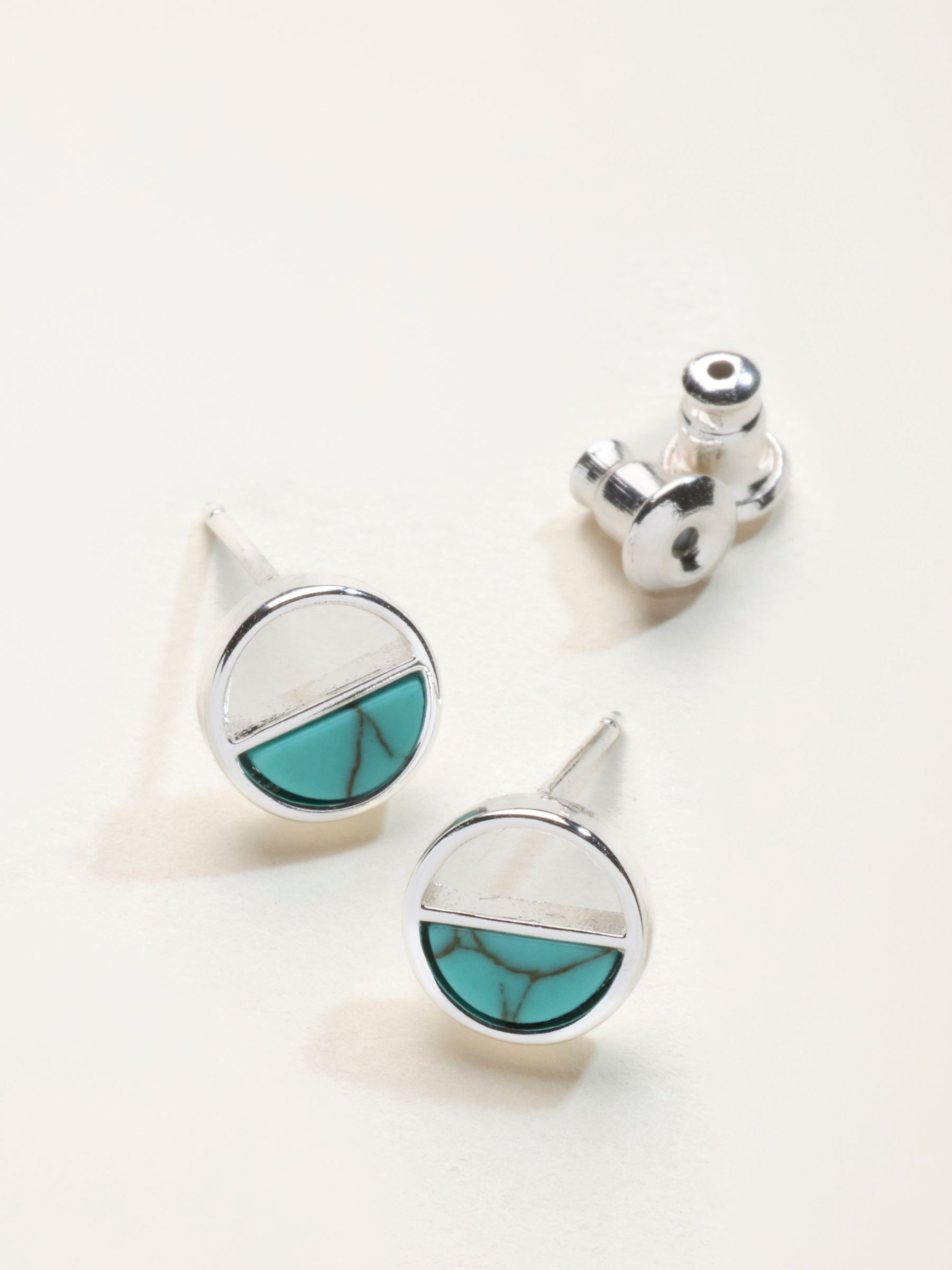 Turquoise Blue Half Circle Studs - Image 2 of 2
