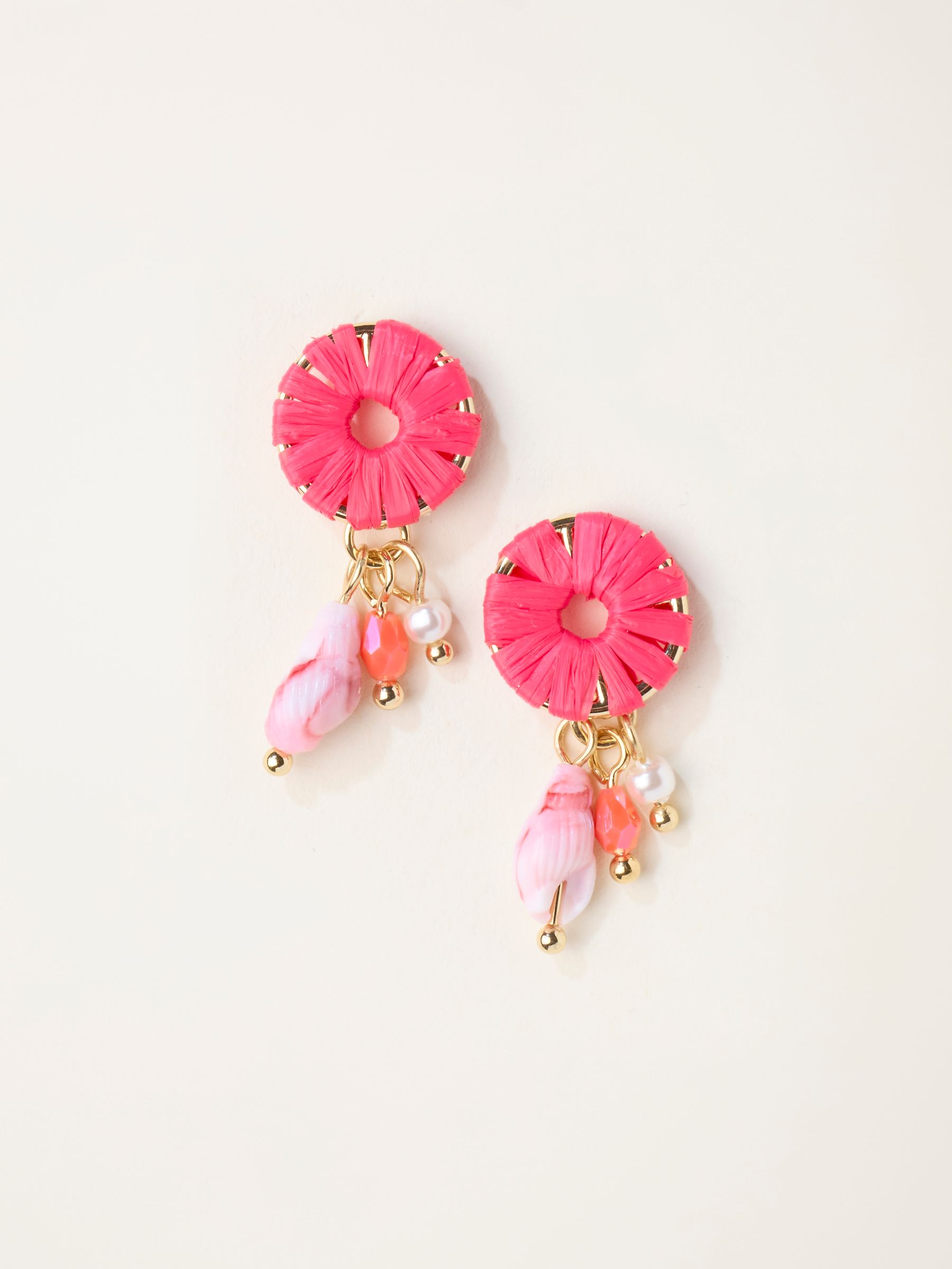 Pink Raffia Charm Earrings - Image 3 of 4