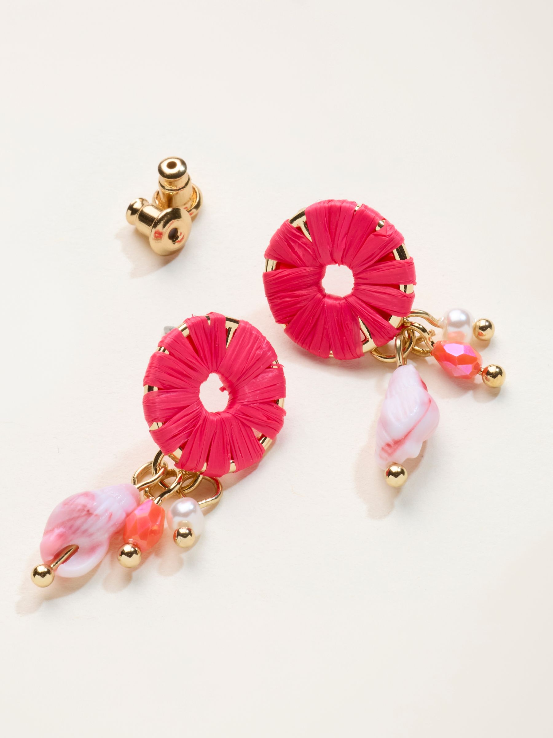 Pink Raffia Charm Earrings - Image 4 of 4