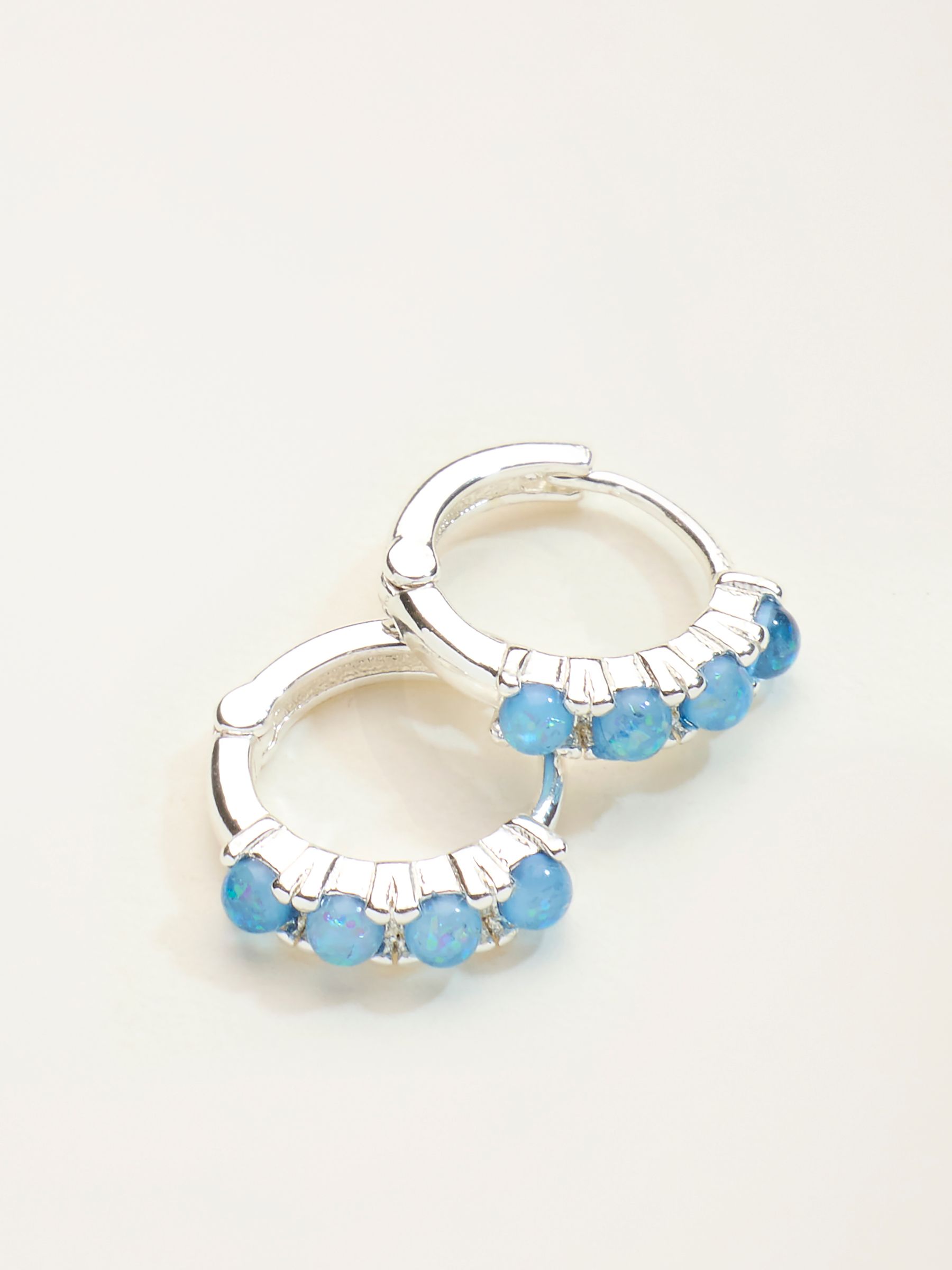 Turquoise Blue Huggie Hoops - Image 2 of 2